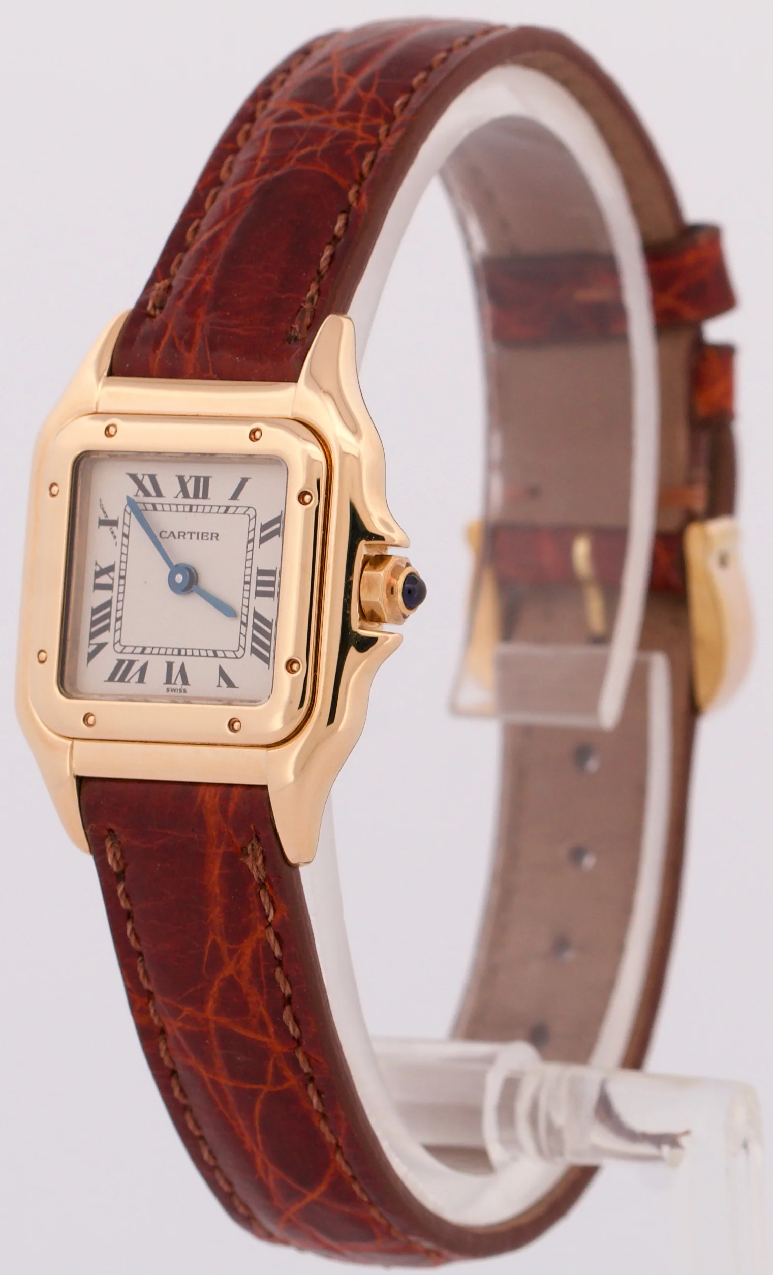Ladies Cartier Panthere 22mm WHITE 18K Yellow Gold Quartz Leather Watch 8057929 - Image 3