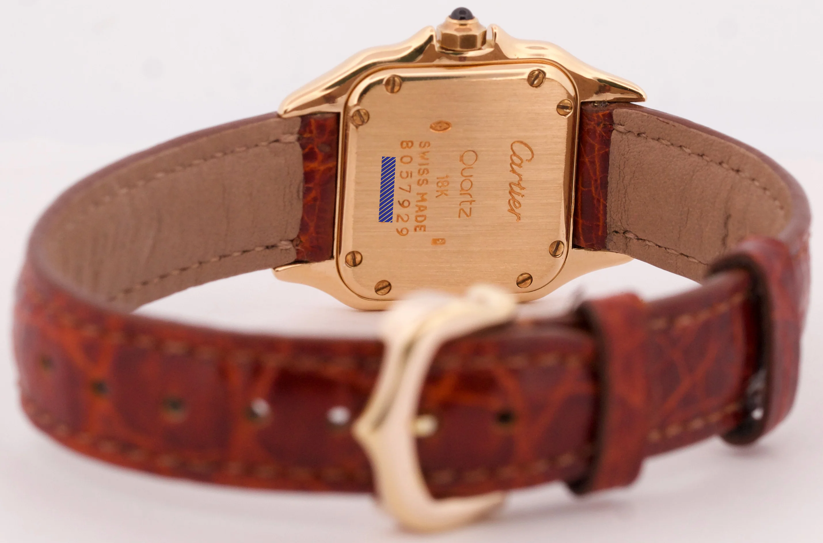 Ladies Cartier Panthere 22mm WHITE 18K Yellow Gold Quartz Leather Watch 8057929 - Image 7