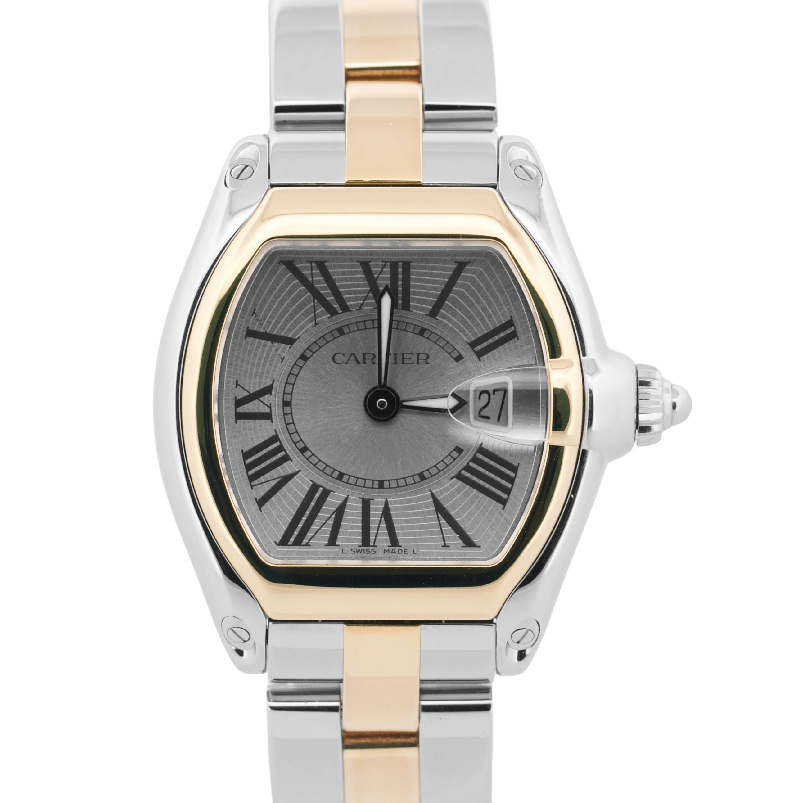 Ladies Cartier Roadster SILVER Roman 31mm Quartz 18K Steel 2675 W62026Y4 Watch