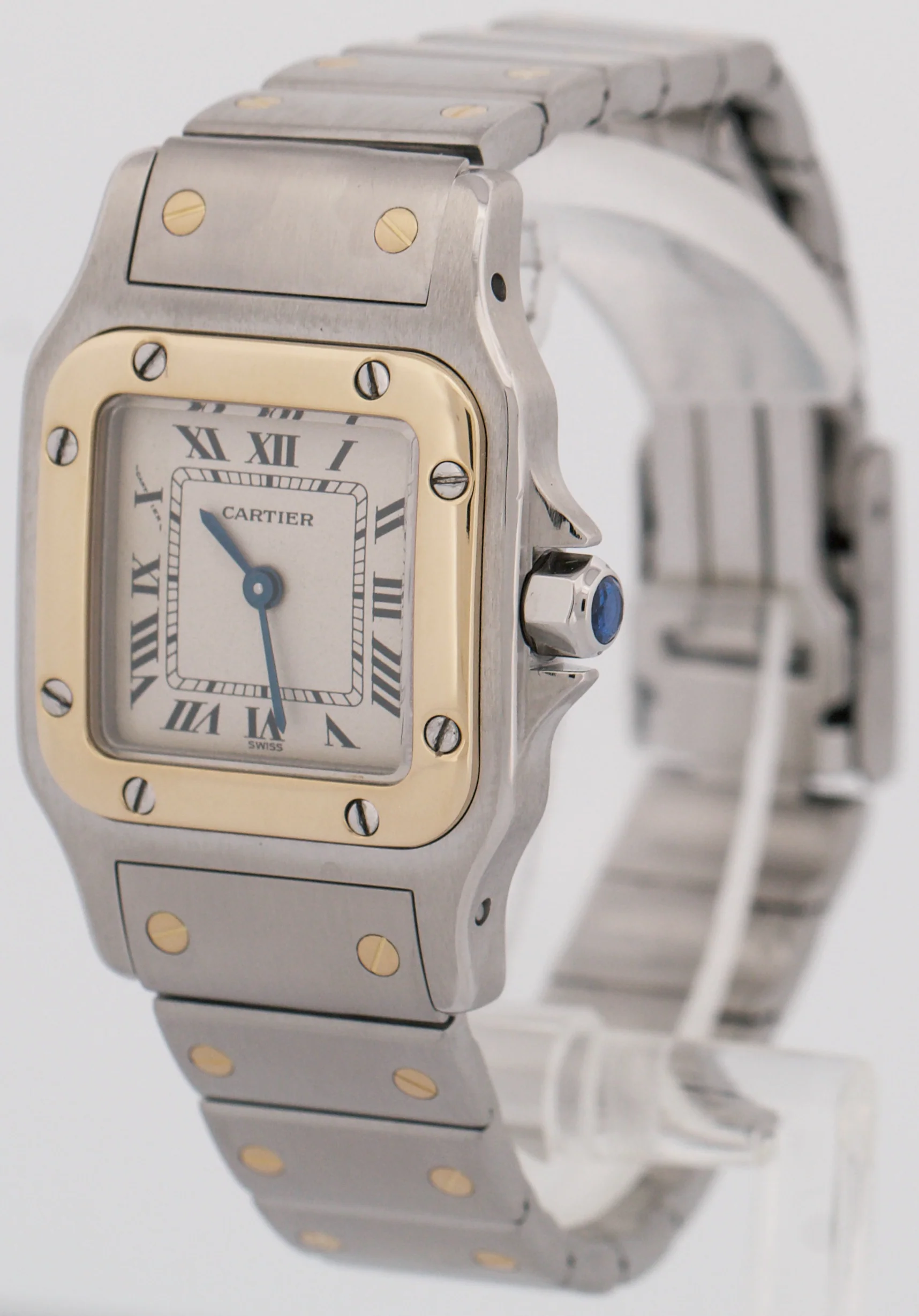 Ladies Cartier Santos Galbee IVORY ROMAN Quartz 24mm Two-Tone 18K Watch 1057930 - Image 3