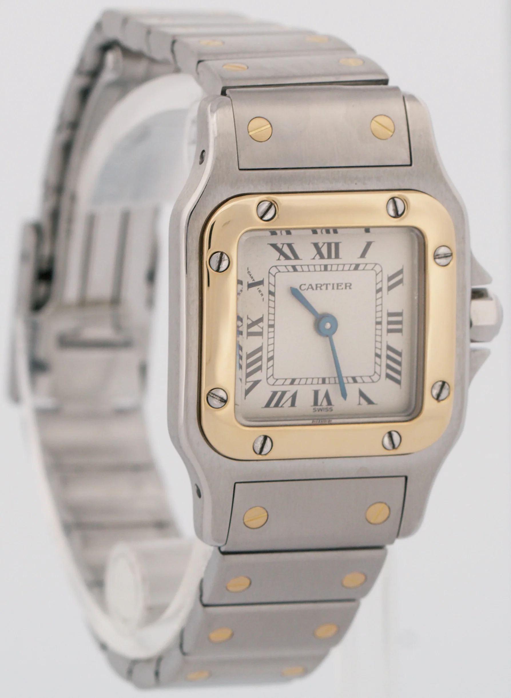 Ladies Cartier Santos Galbee IVORY ROMAN Quartz 24mm Two-Tone 18K Watch 1057930 - Image 4
