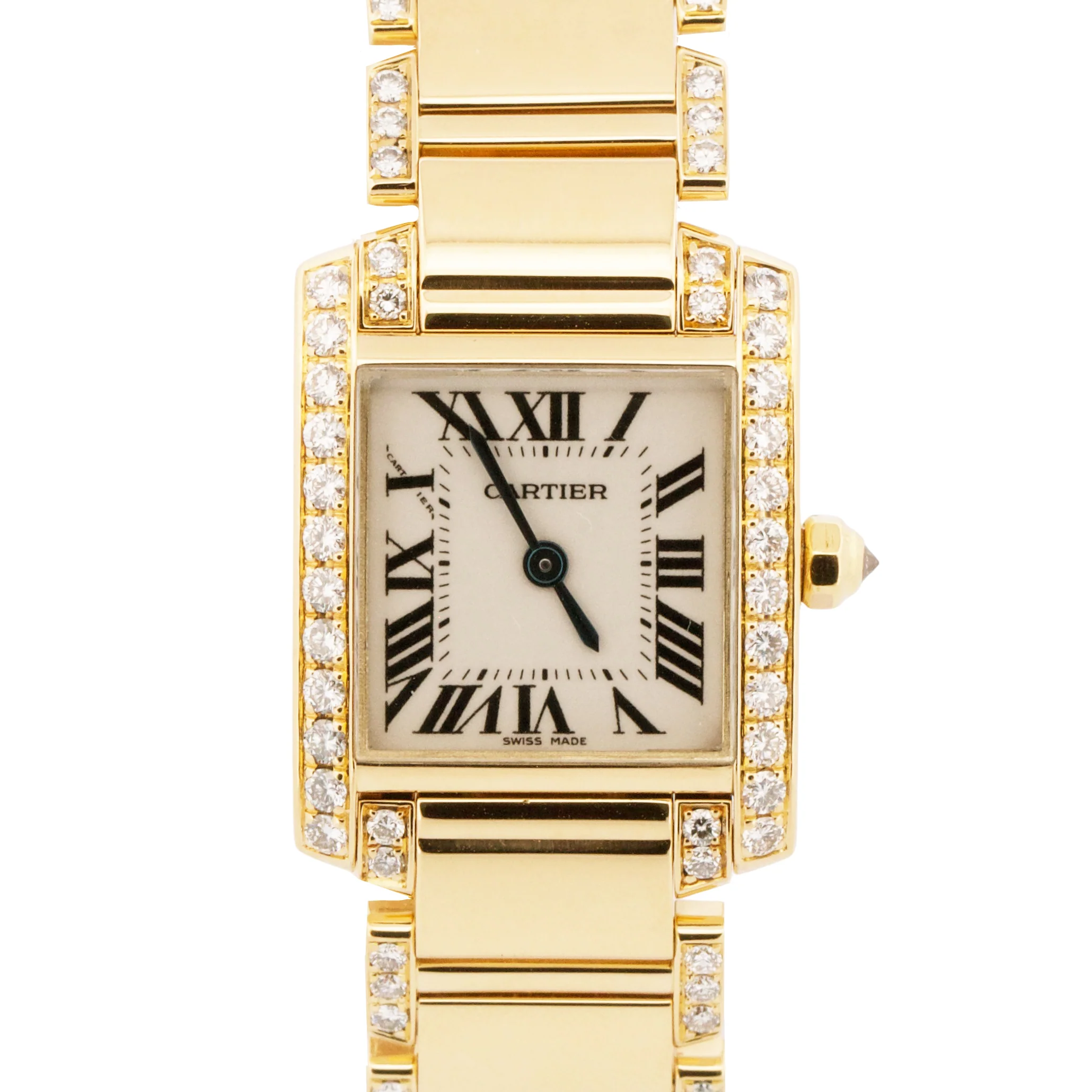 Cartier Tank Francaise 18k Yellow Gold 20mm FACTORY DIAMOND Quartz WE1001RG 2385