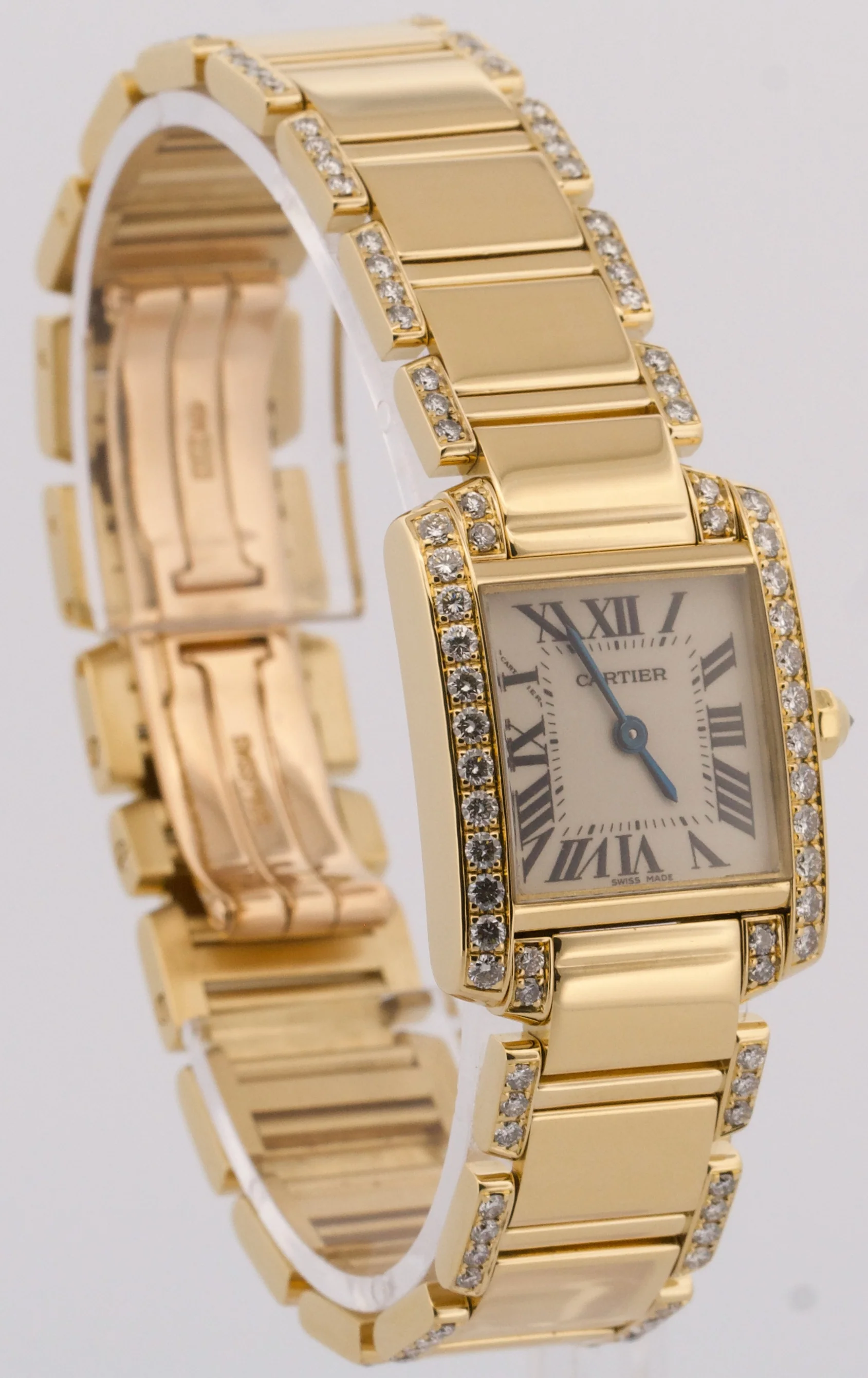 Cartier Tank Francaise 18k Yellow Gold 20mm FACTORY DIAMOND Quartz WE1001RG 2385 - Image 4
