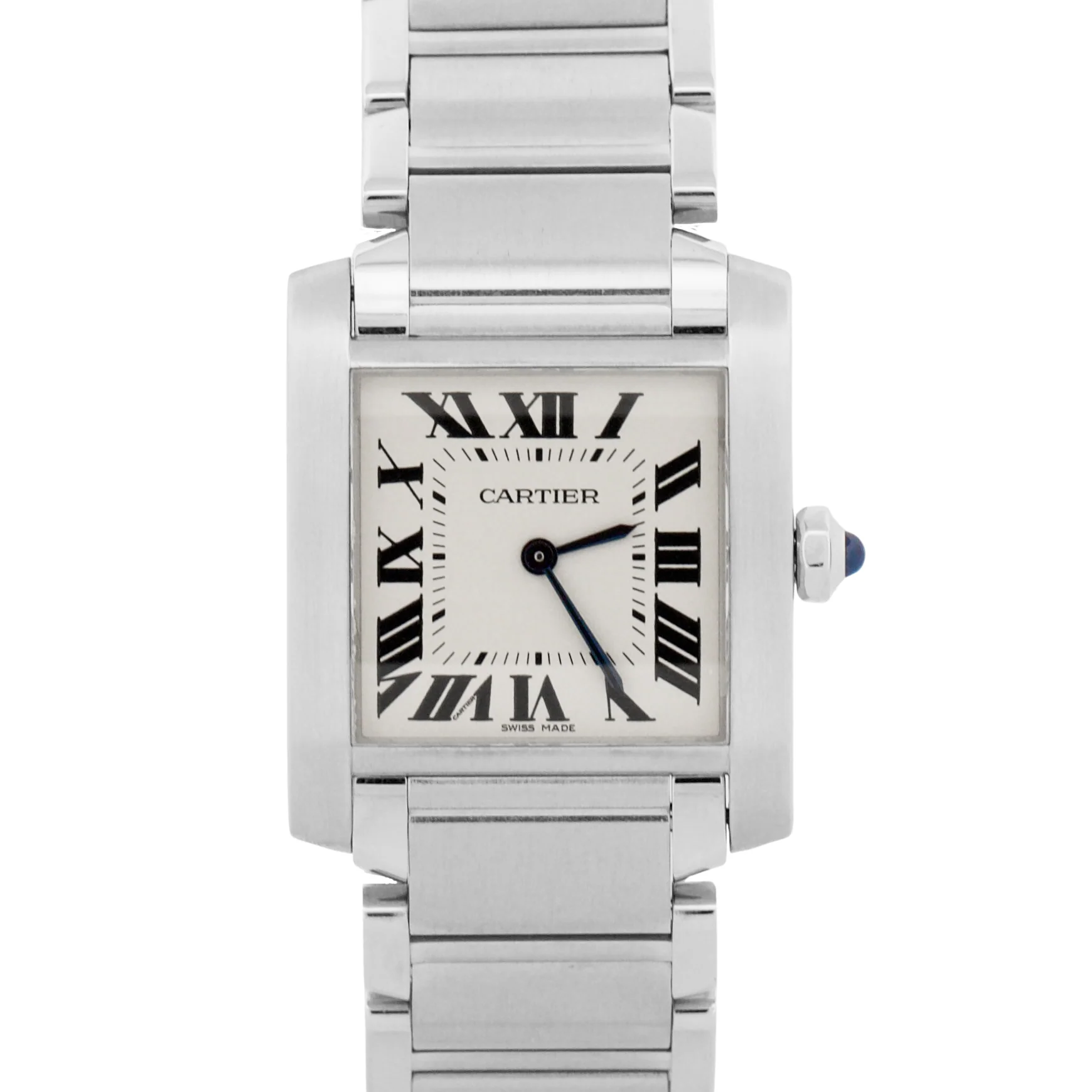Ladies Cartier Tank Francaise 25mm IVORY WHITE Roman Quartz Steel WSTA0005 3751