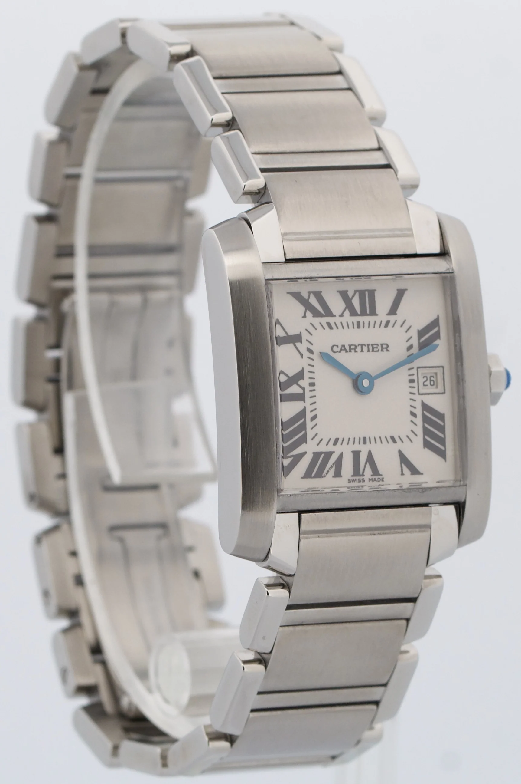 Ladies Cartier Tank Francaise Midsize 2465 Stainless Steel Roman Quartz Watch - Image 4