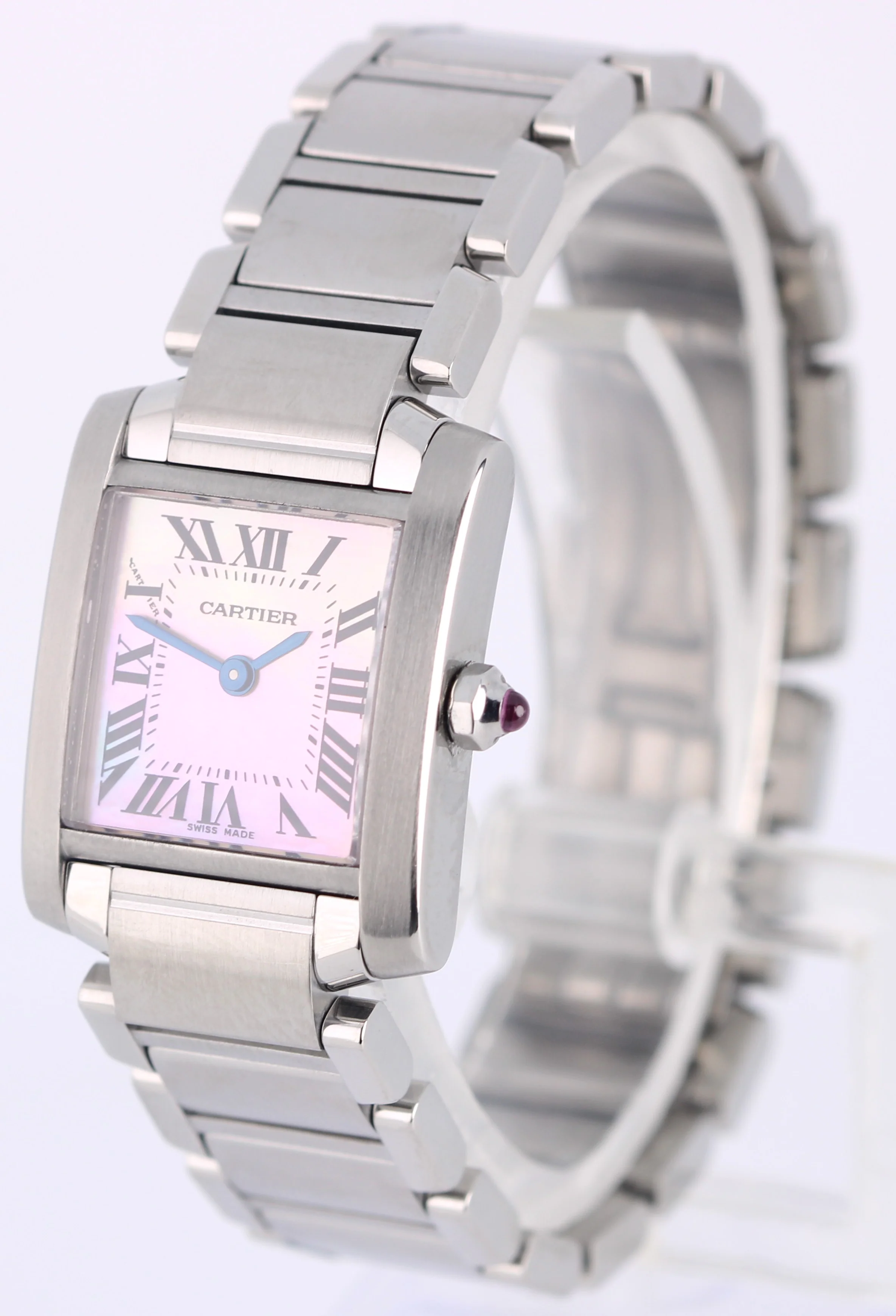 Ladies Cartier Tank Française Steel PINK Mother of Pearl Roman 20mm 2384 Watch - Image 3