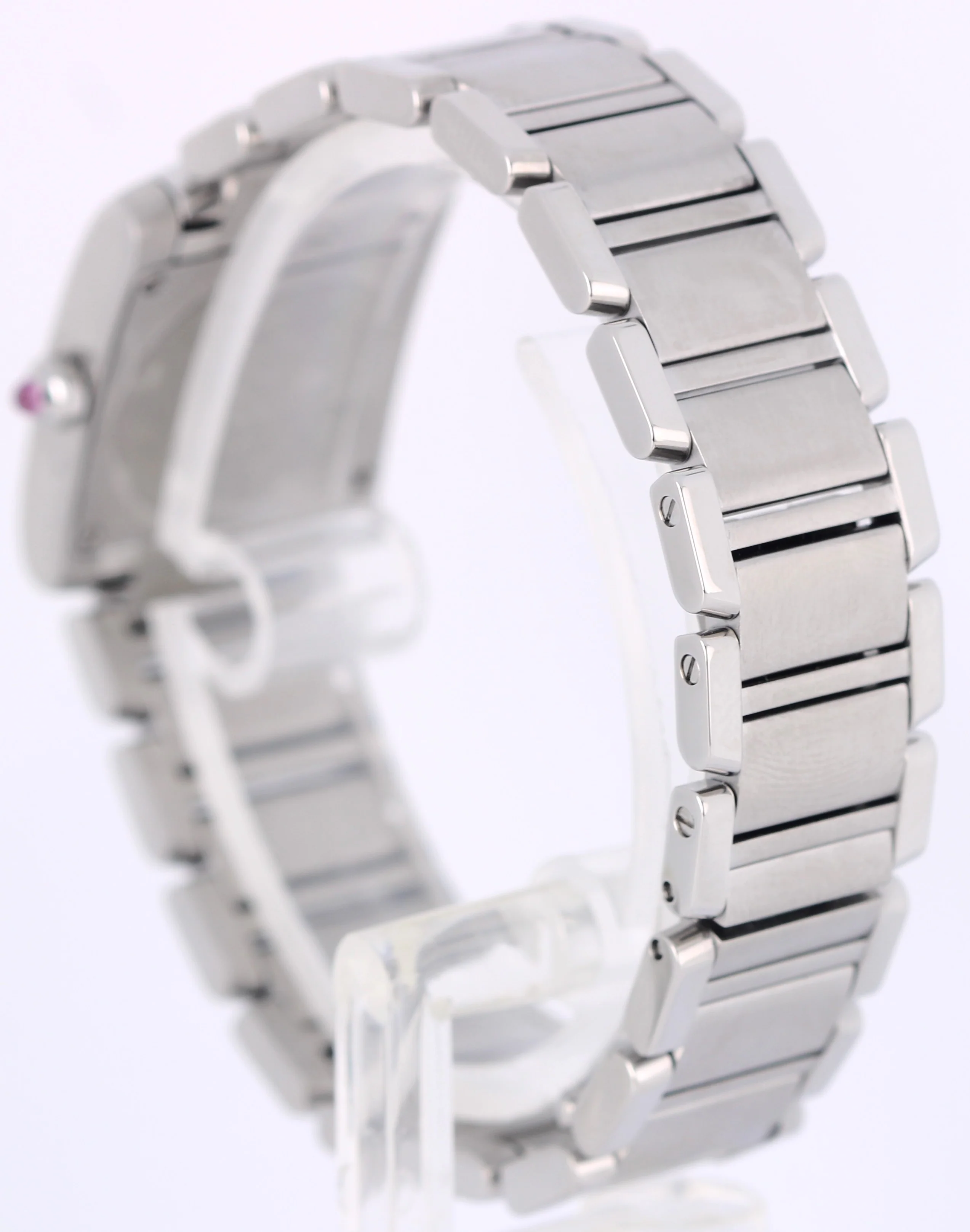 Ladies Cartier Tank Française Steel PINK Mother of Pearl Roman 20mm 2384 Watch - Image 6