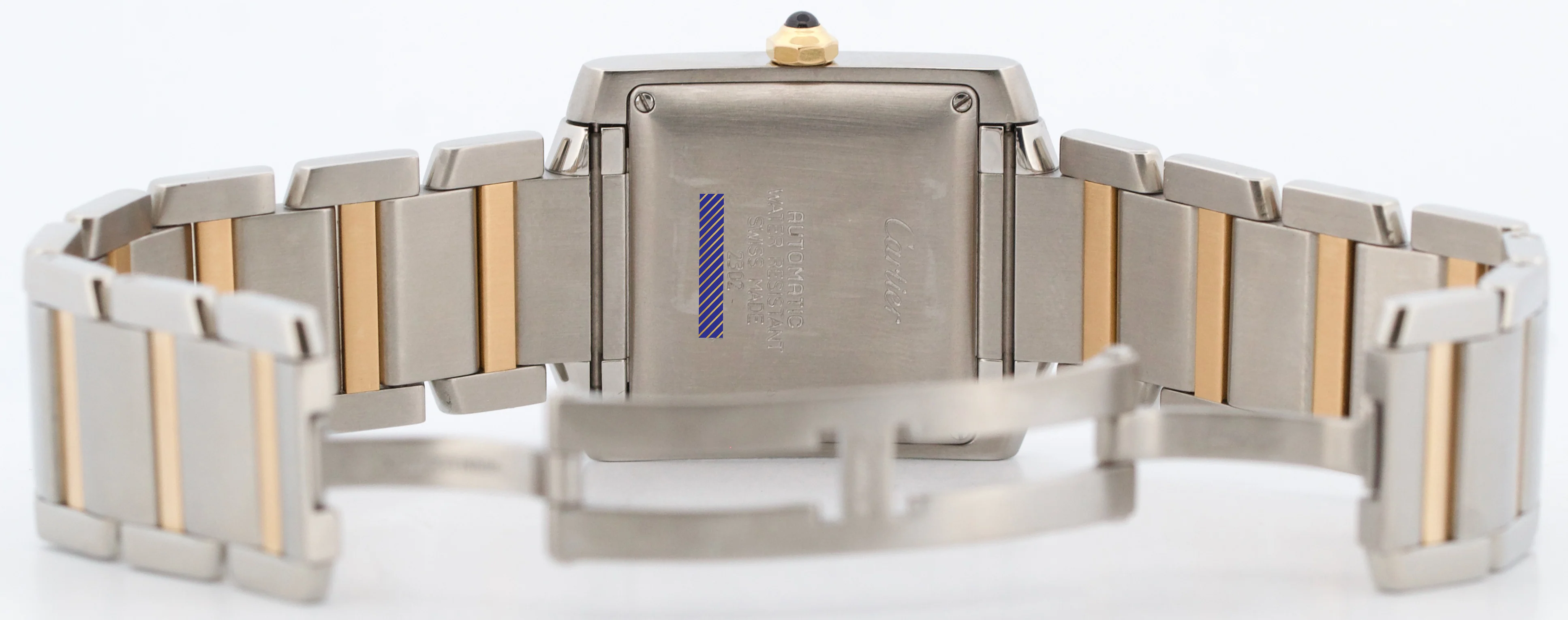 Ladies Cartier Tank Francaise Two-Tone 18K Gold Steel Guilloche 2302 W5100504 - Image 10