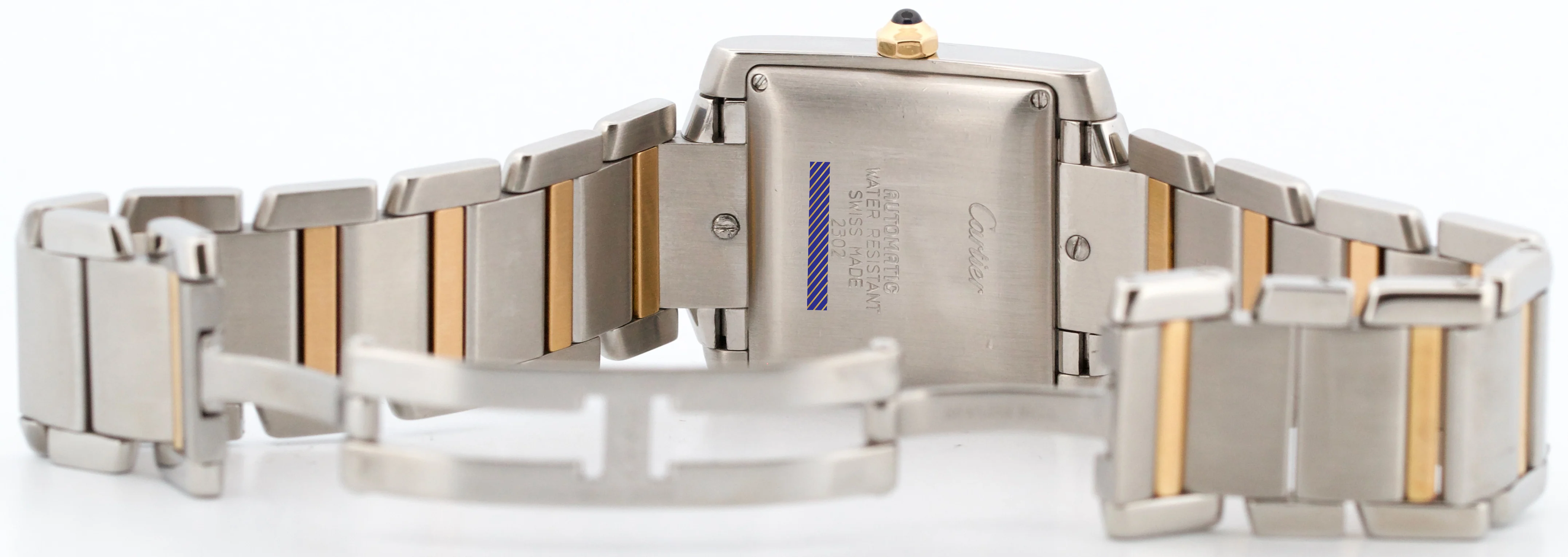 Ladies Cartier Tank Francaise Two-Tone 18K Gold Steel Guilloche 2302 W51005Q4 - Image 10