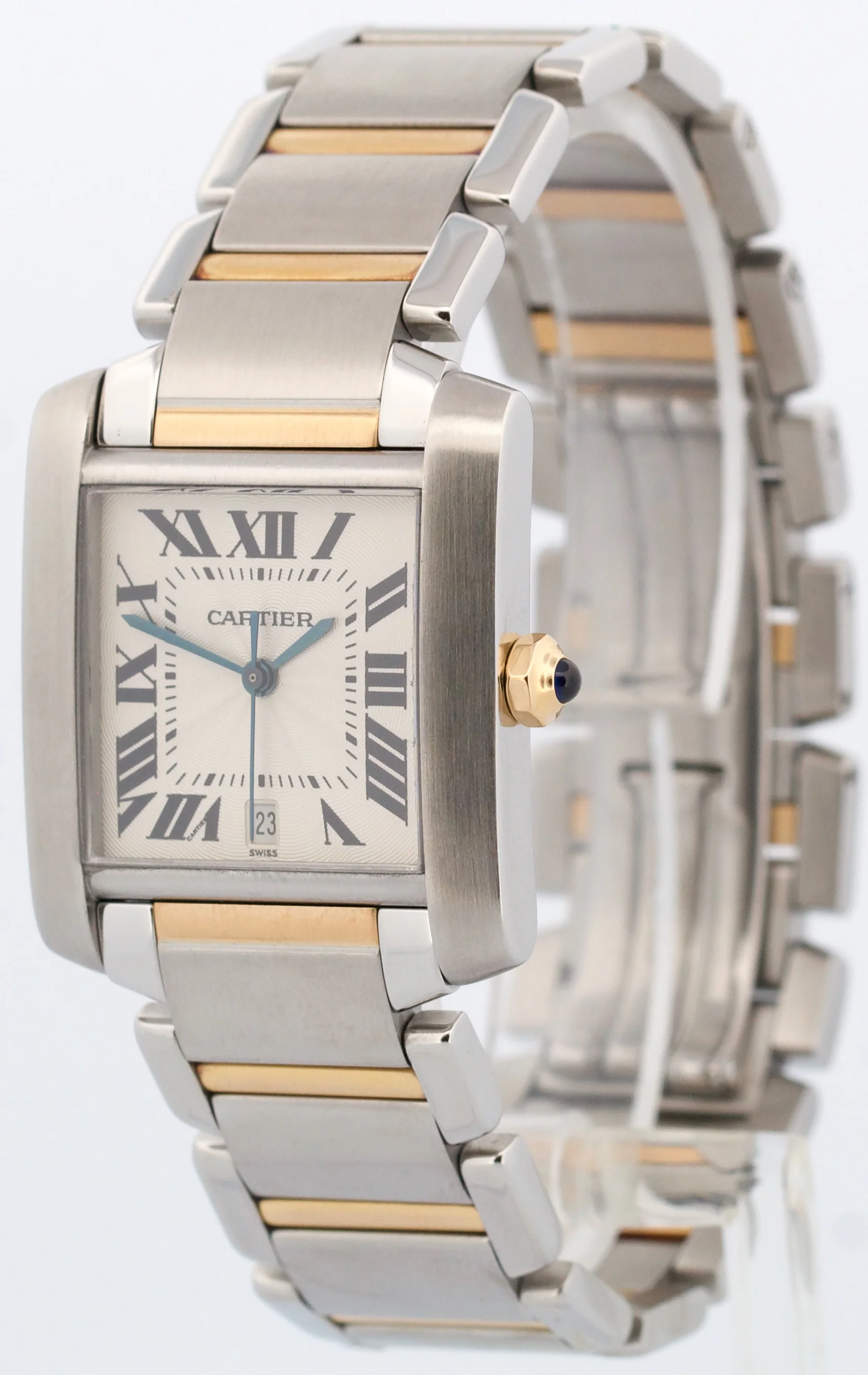 Ladies Cartier Tank Francaise Two-Tone 18K Gold Steel Guilloche 2302 W51005Q4 - Image 3