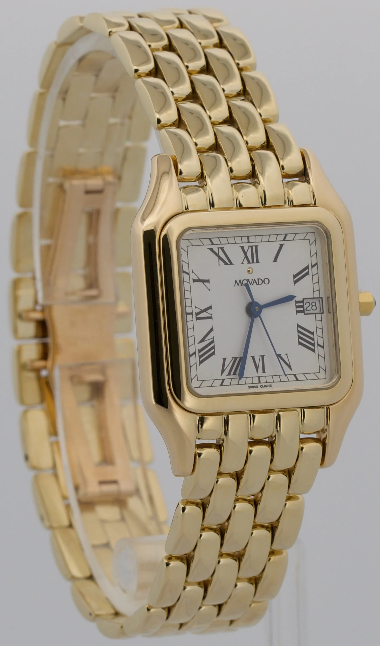 Ladies Movado Panthere WHITE ROMAN 14K Yellow Gold Quartz 29mm 74E19670 Watch - Image 4
