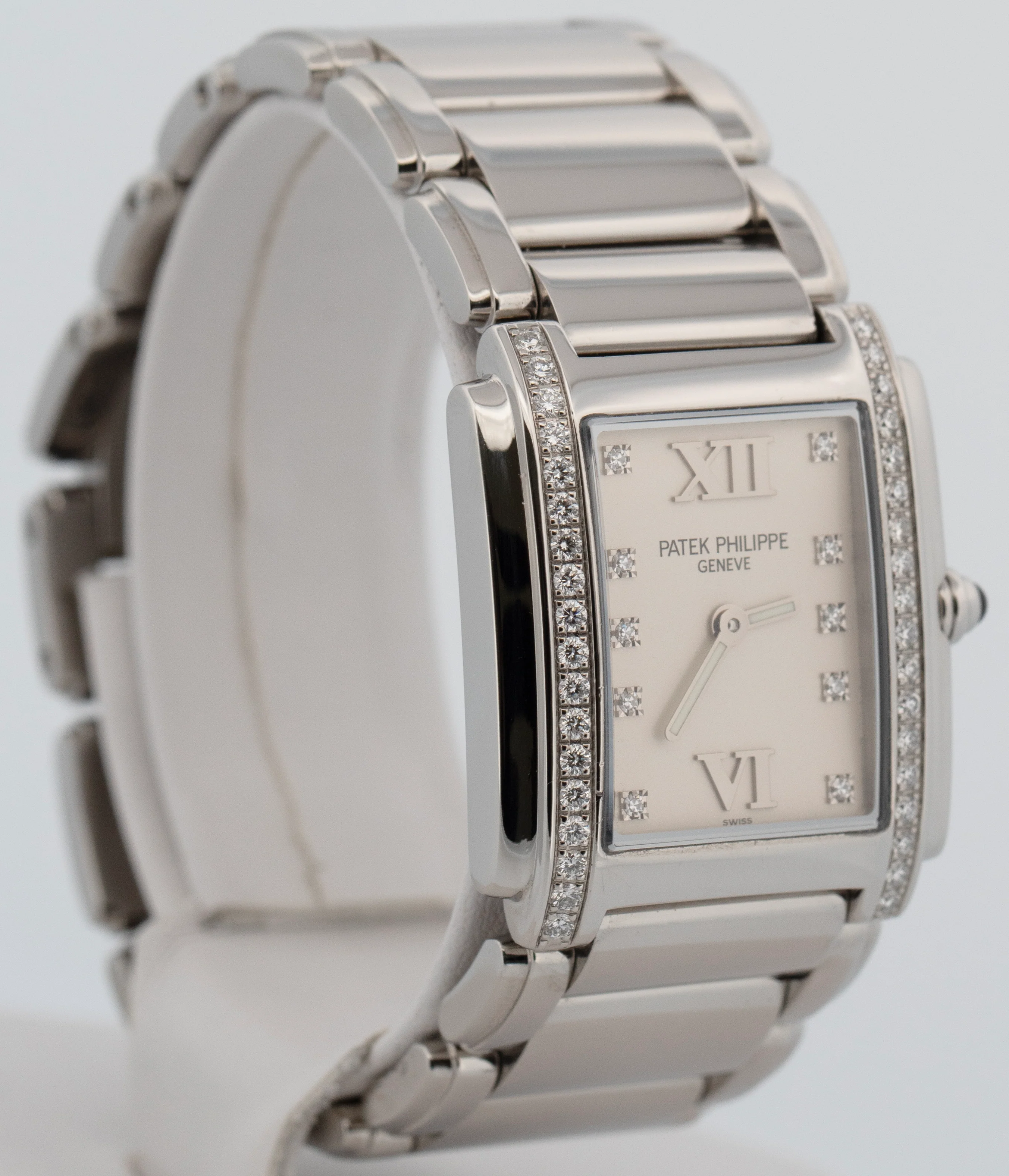 Ladies Patek Philippe Twenty-4 Ivory Steel DIAMOND 25mm Quartz Watch 4910/010 - Image 4