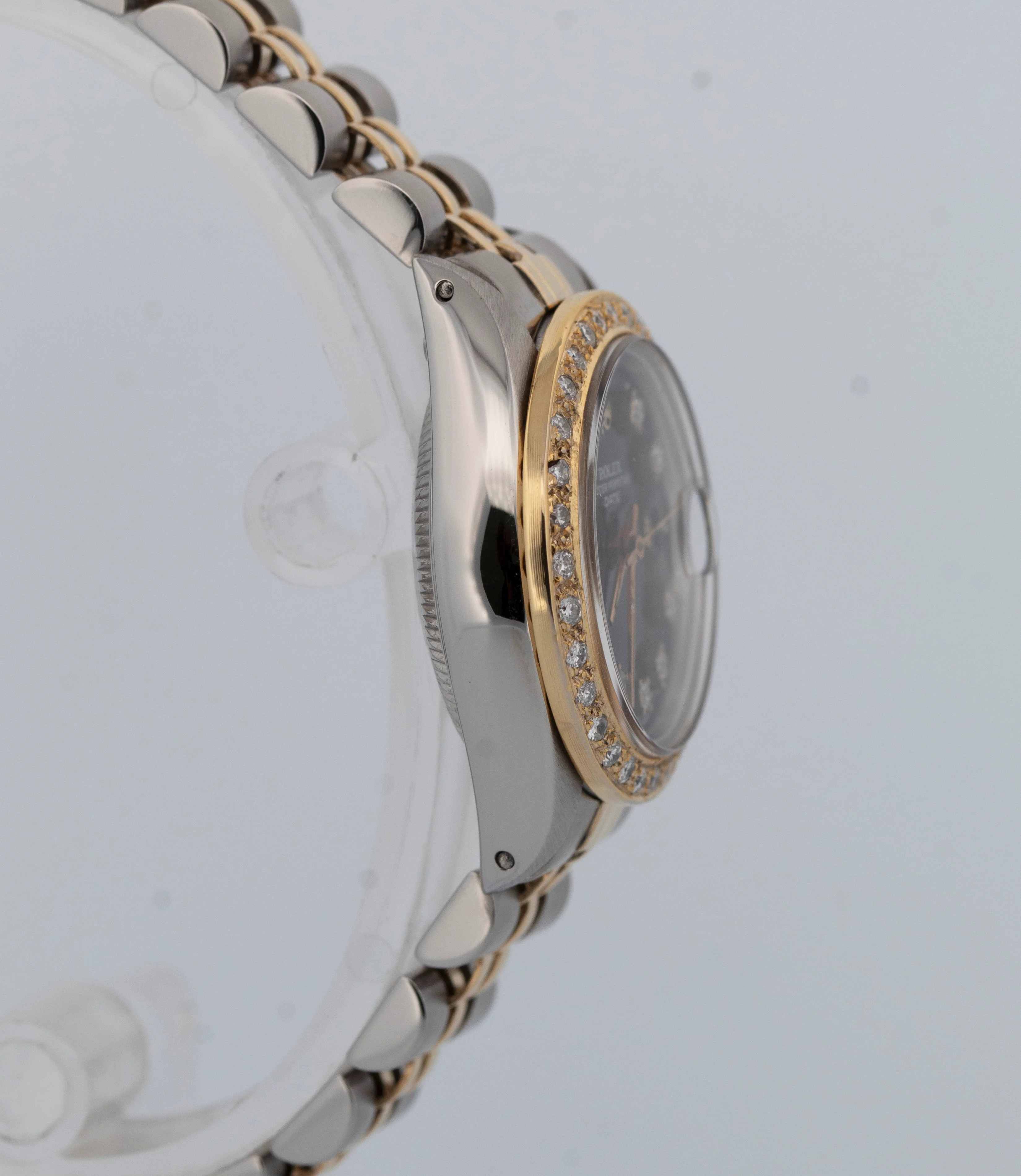 Ladies Rolex DateJust 26mm Black DIAMOND Two-Tone 18K Gold Steel JUBILEE 6917 - Image 4