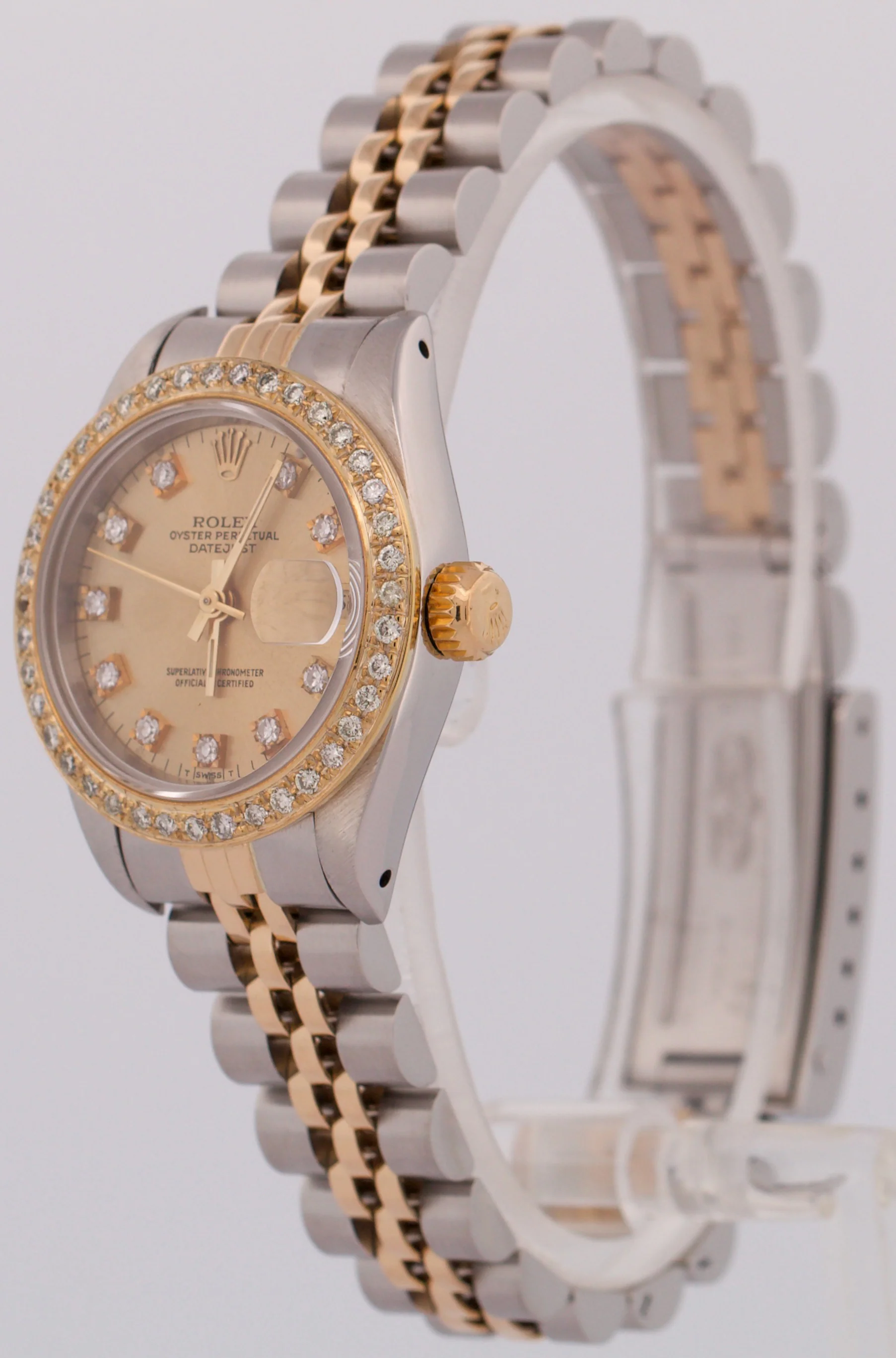 Ladies Rolex DateJust 26mm CHAMPAGNE DIAMOND 18K Yellow Gold Steel JUBILEE 69173 - Image 3
