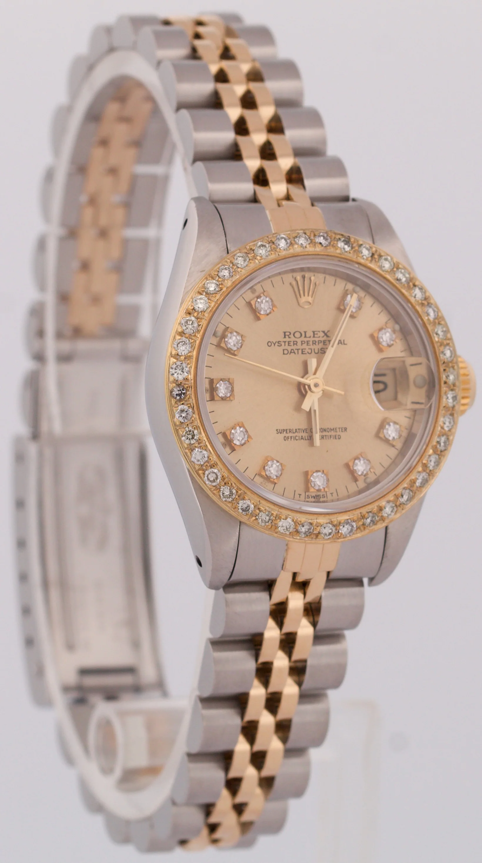 Ladies Rolex DateJust 26mm CHAMPAGNE DIAMOND 18K Yellow Gold Steel JUBILEE 69173 - Image 4