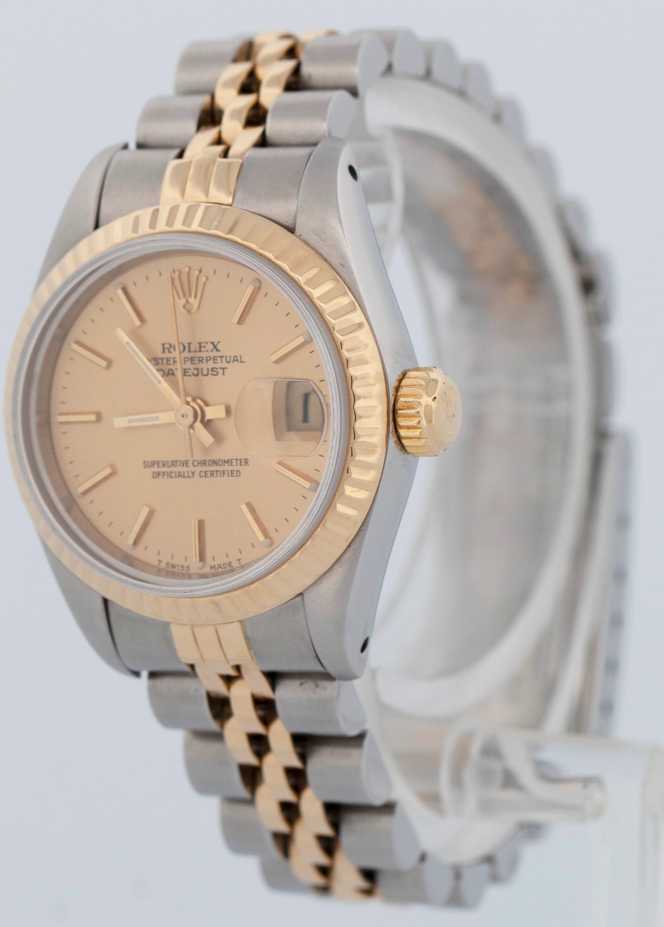 Ladies Rolex DateJust 26mm CHAMPAGNE Two-Tone 18K Yellow Gold JUBILEE 69173 - Image 3