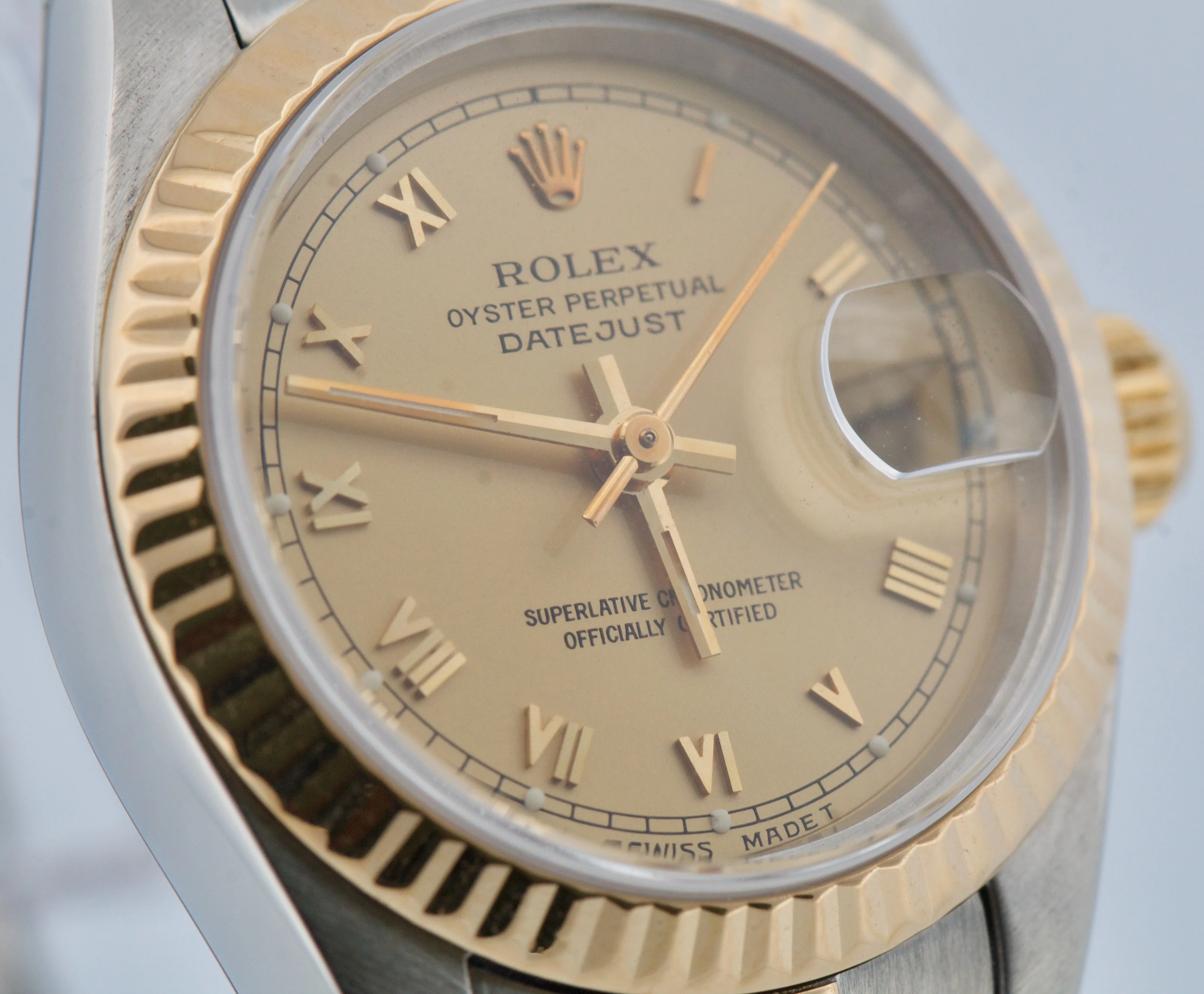 Ladies Rolex DateJust 26mm FLAT CHAMPAGNE ROMAN 18K Gold Stainless JUBILEE 69173 - Image 8