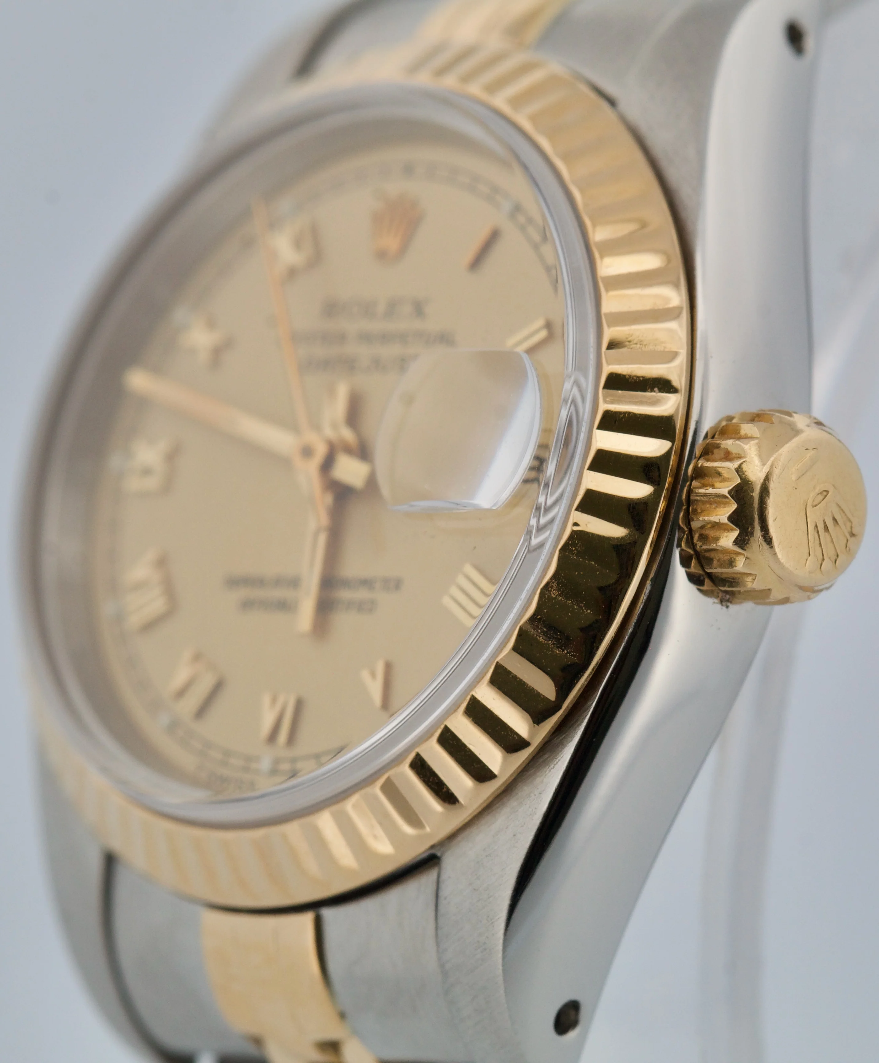 Ladies Rolex DateJust 26mm FLAT CHAMPAGNE ROMAN 18K Gold Stainless JUBILEE 69173 - Image 9