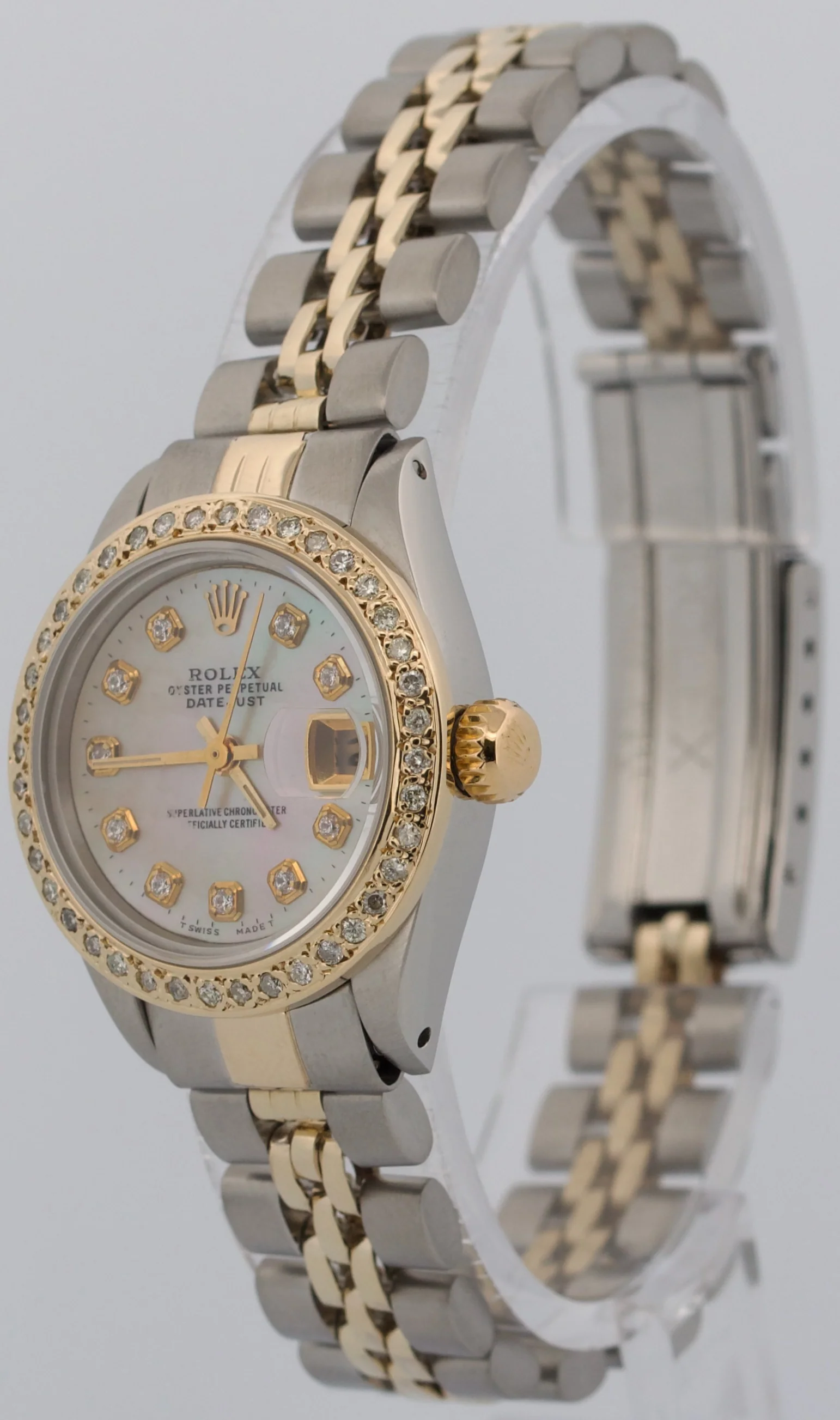 Ladies Rolex DateJust 26mm MOP DIAMOND 18K Yellow Gold Steel JUBILEE 6917 Watch - Image 3