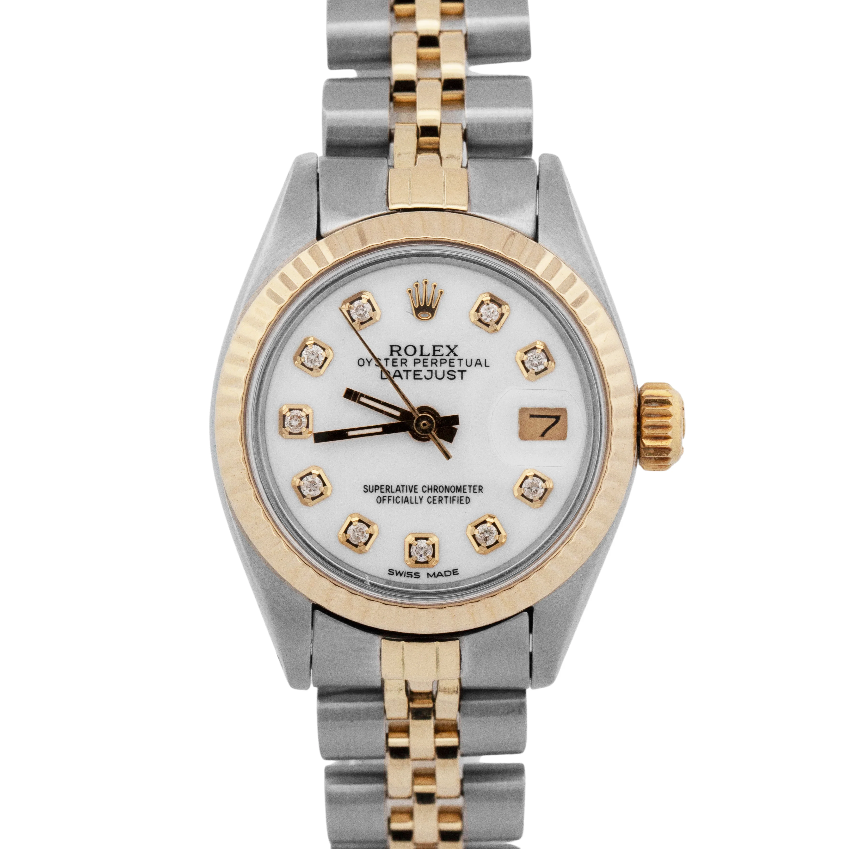Ladies Rolex DateJust 26mm White DIAMOND Yellow Gold Steel JUBILEE 6917 Watch
