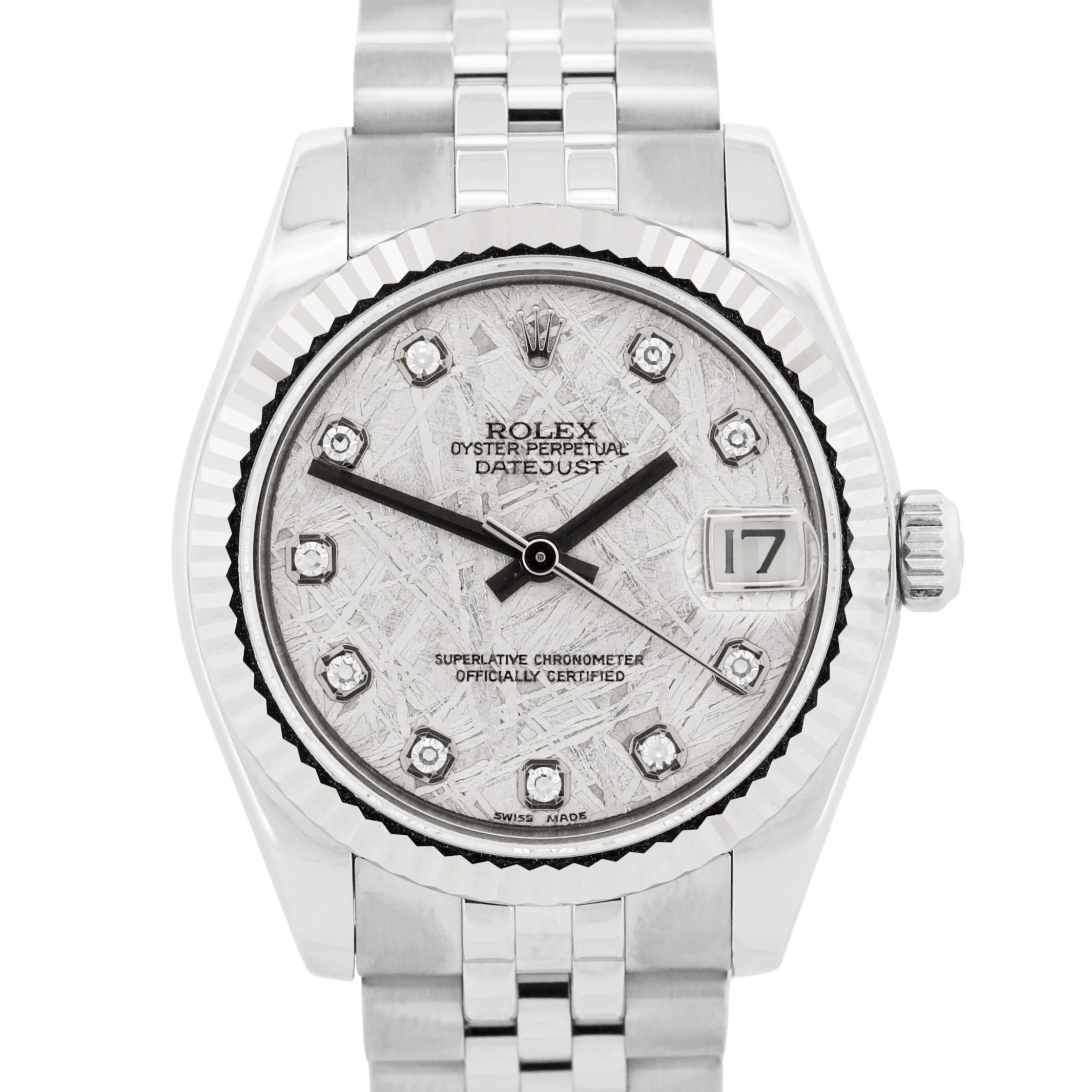 Ladies Rolex DateJust 31mm FACTORY METEORITE DIAMOND 18K Steel JUBILEE 178274