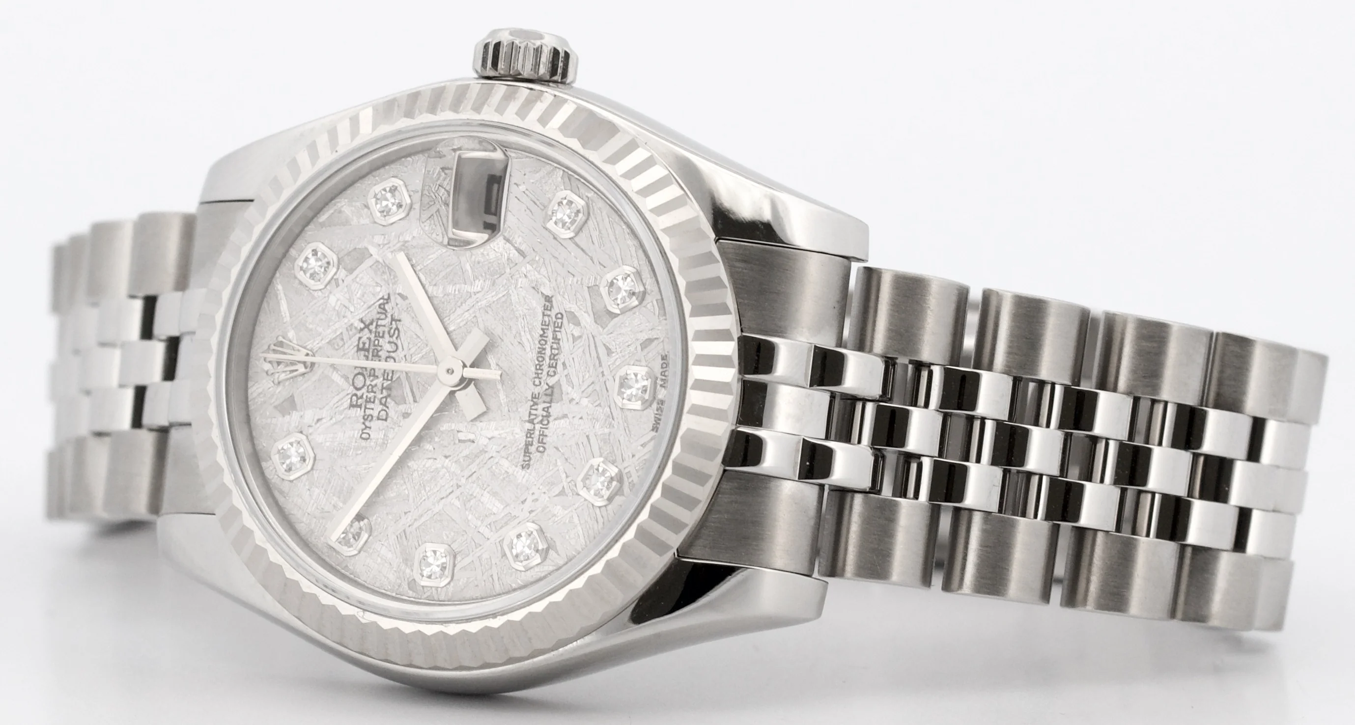 Ladies Rolex DateJust 31mm FACTORY METEORITE DIAMOND 18K Steel JUBILEE 178274 - Image 10