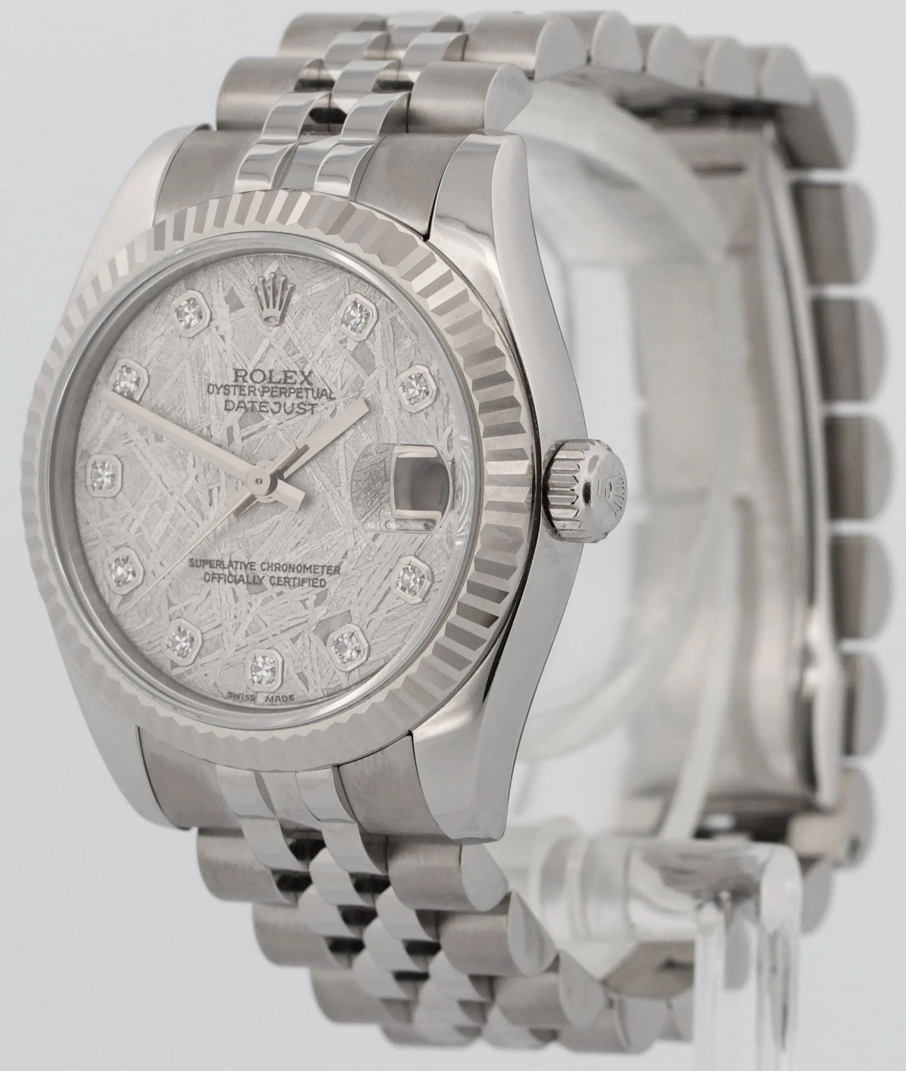 Ladies Rolex DateJust 31mm FACTORY METEORITE DIAMOND 18K Steel JUBILEE 178274 - Image 3