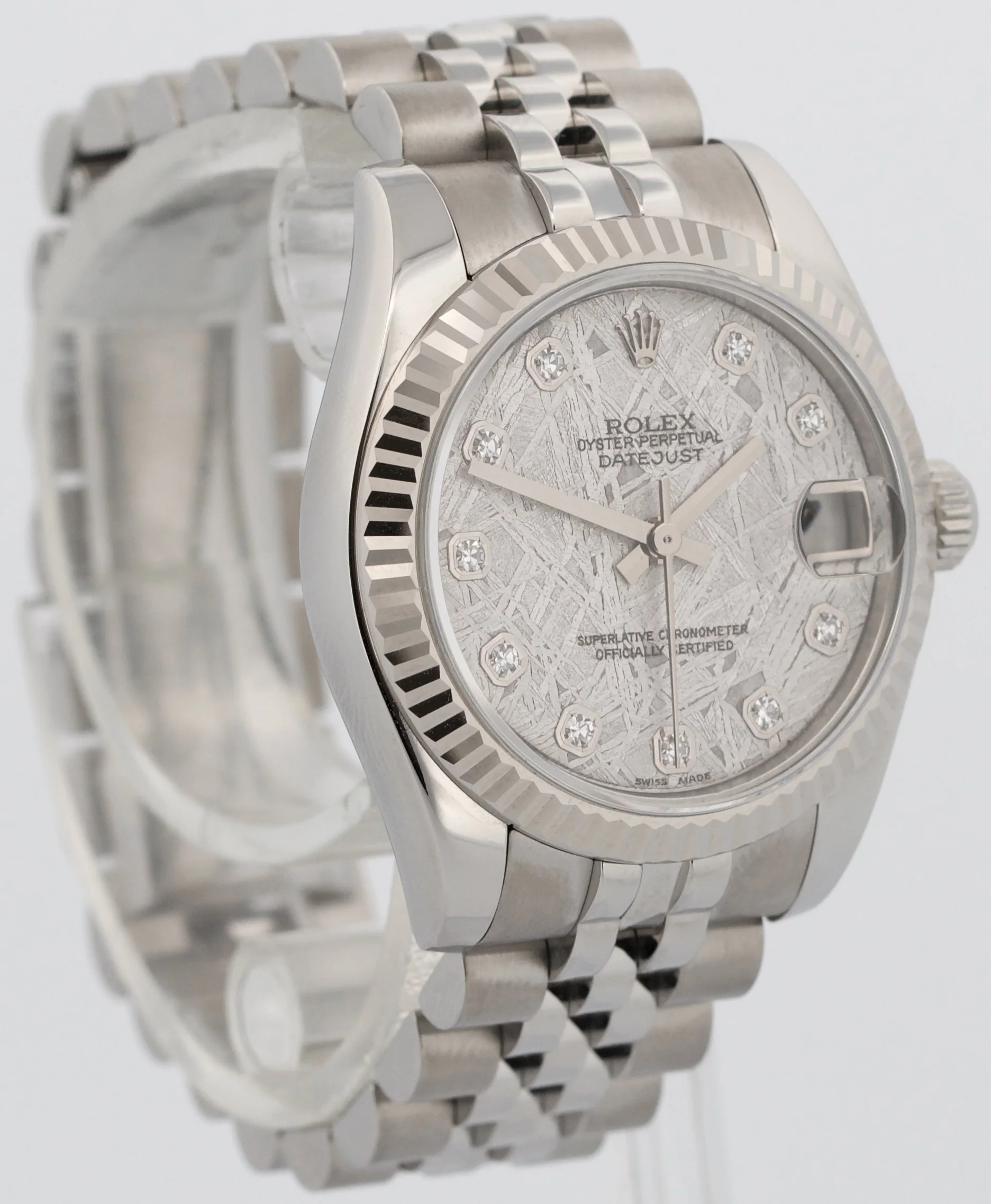Ladies Rolex DateJust 31mm FACTORY METEORITE DIAMOND 18K Steel JUBILEE 178274 - Image 4