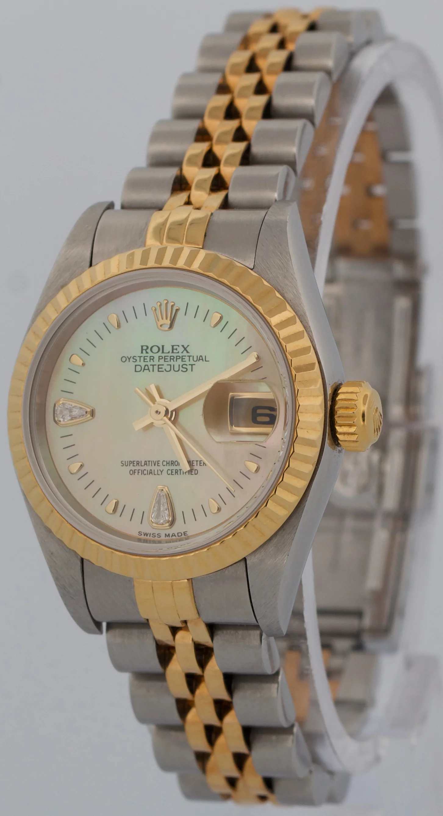 Ladies Rolex DateJust FACTORY MOP TEARDROP DIAMOND 18K 26mm JUBILEE 79173 BOX - Image 3