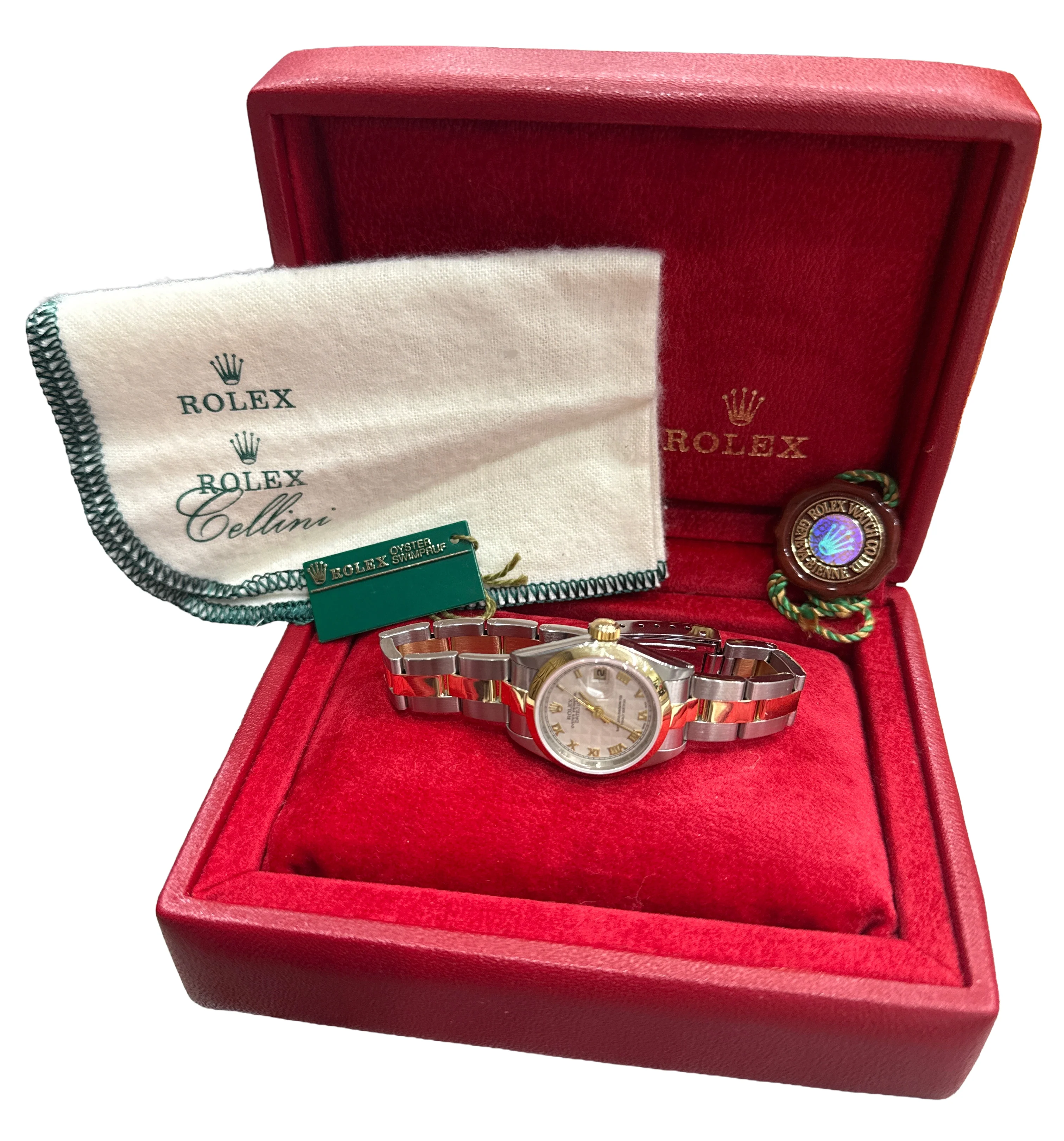 Ladies Rolex DateJust IVORY ROMAN PYRAMID 18K Gold Steel OYSTER 26mm 79163 BOX - Image 2