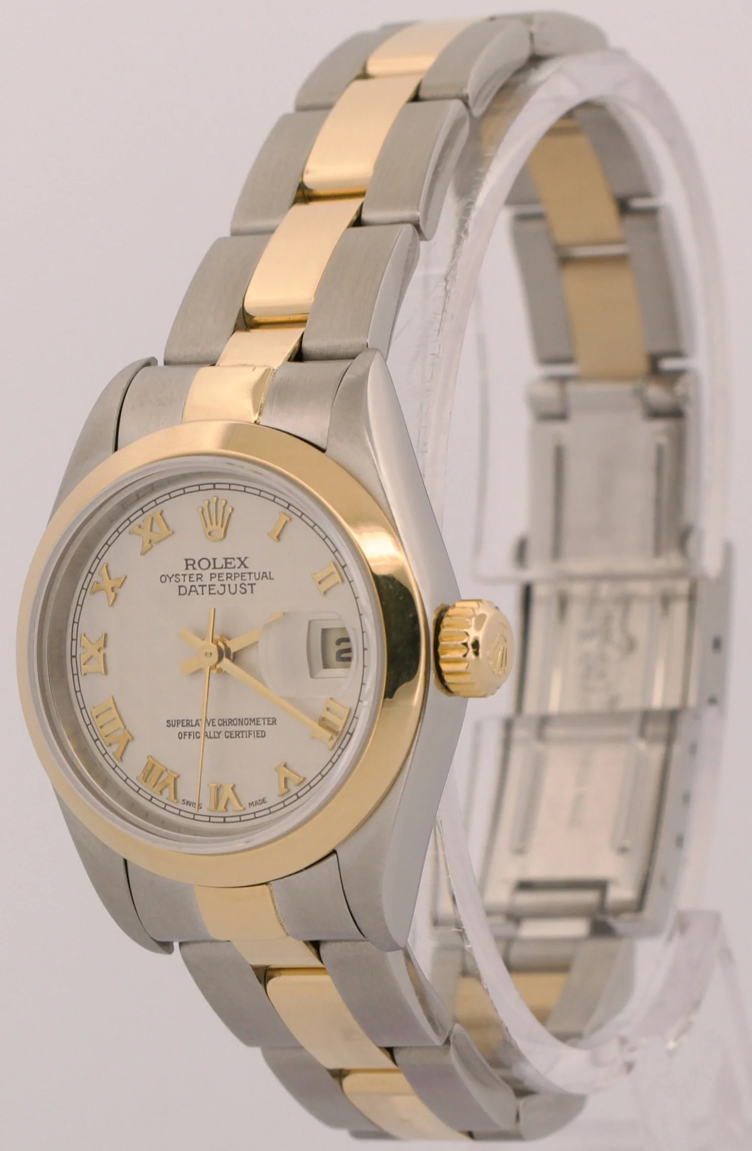 Ladies Rolex DateJust IVORY ROMAN PYRAMID 18K Gold Steel OYSTER 26mm 79163 BOX - Image 4