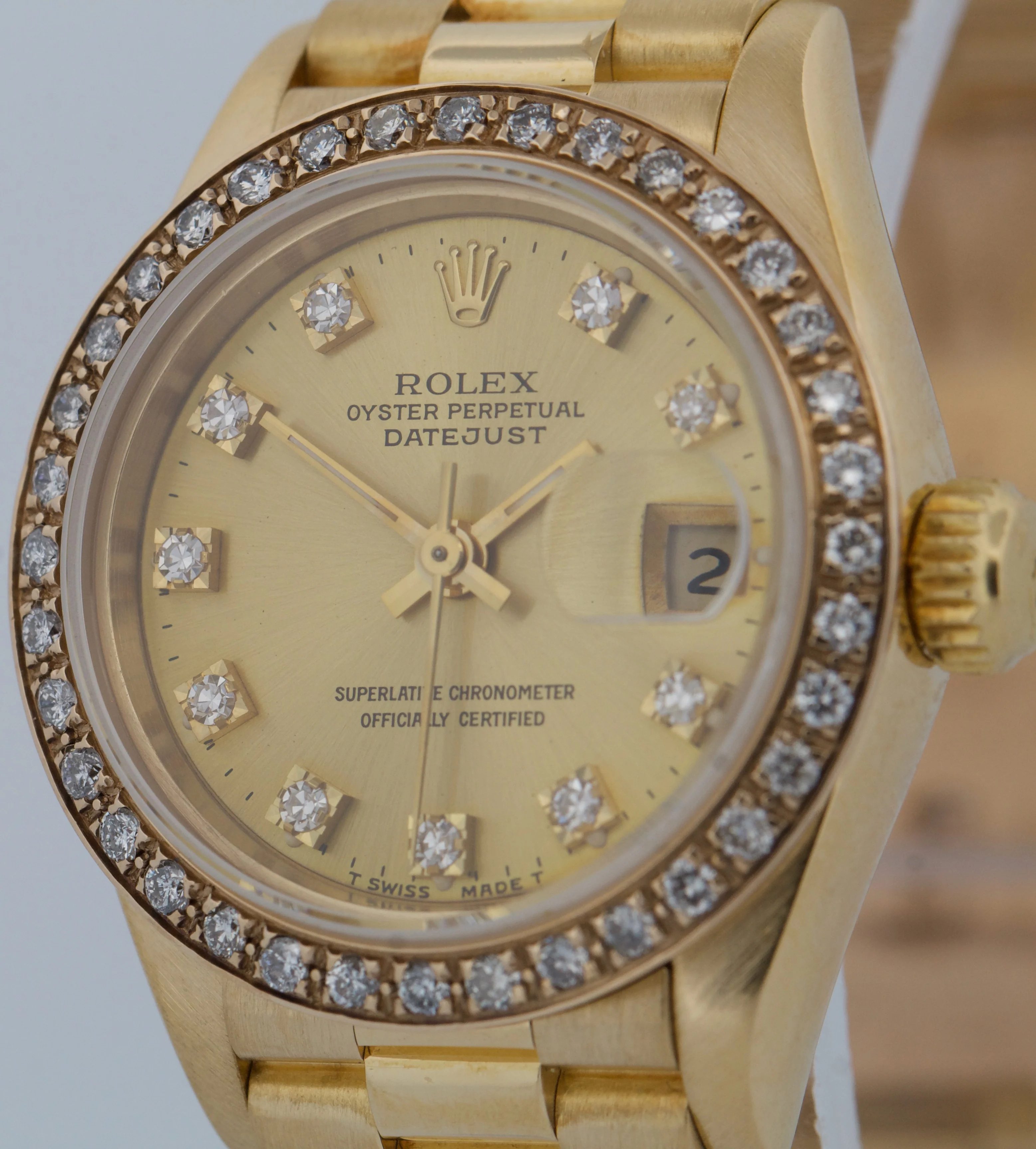 Ladies Rolex DateJust President 26mm CHAMPAGNE DIAMOND 18K Gold 69178 Watch - Image 10