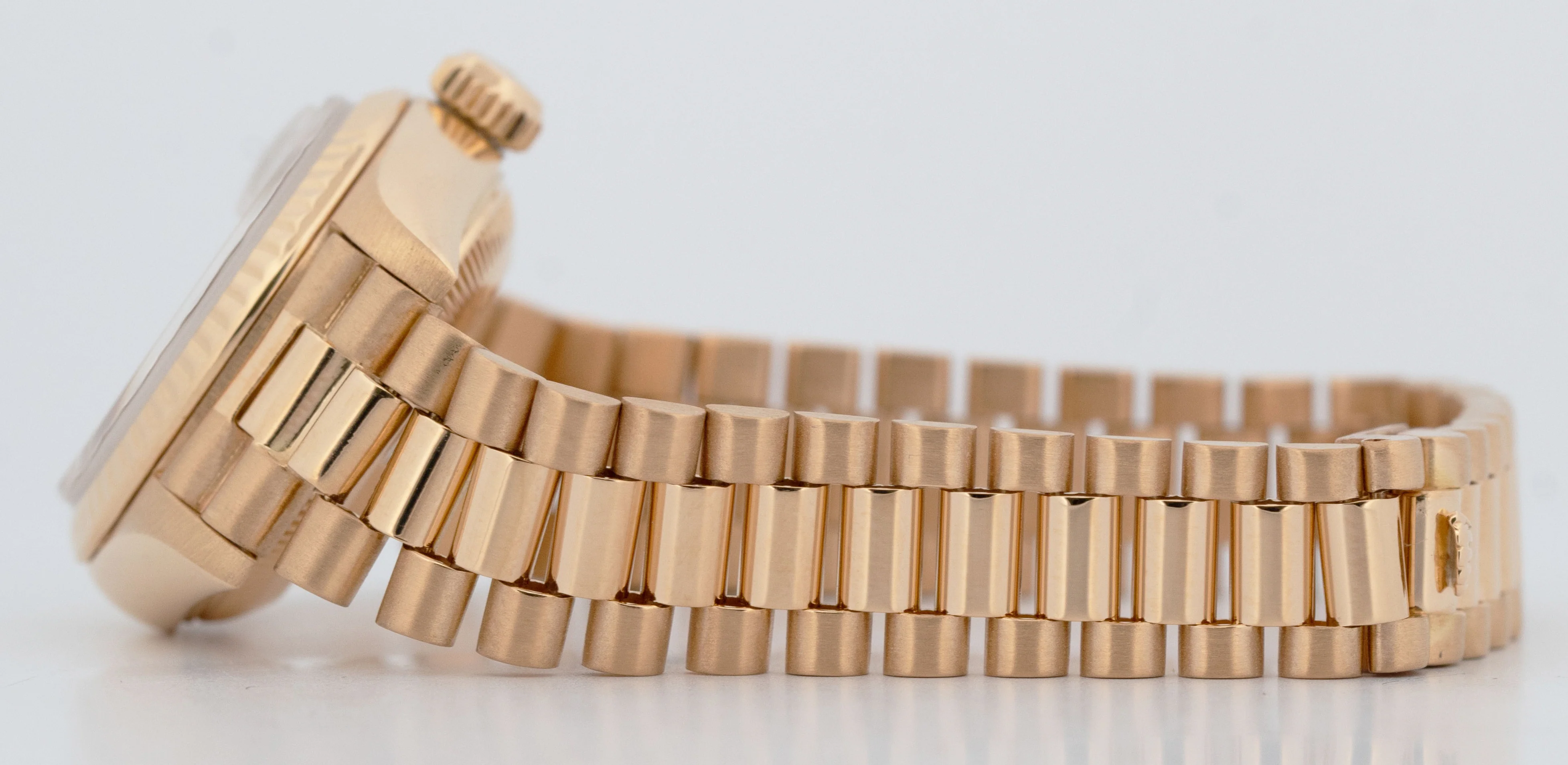 Ladies Rolex DateJust President 26mm CHAMPAGNE TAPESTRY 18K Fluted 69178 BOX - Image 6