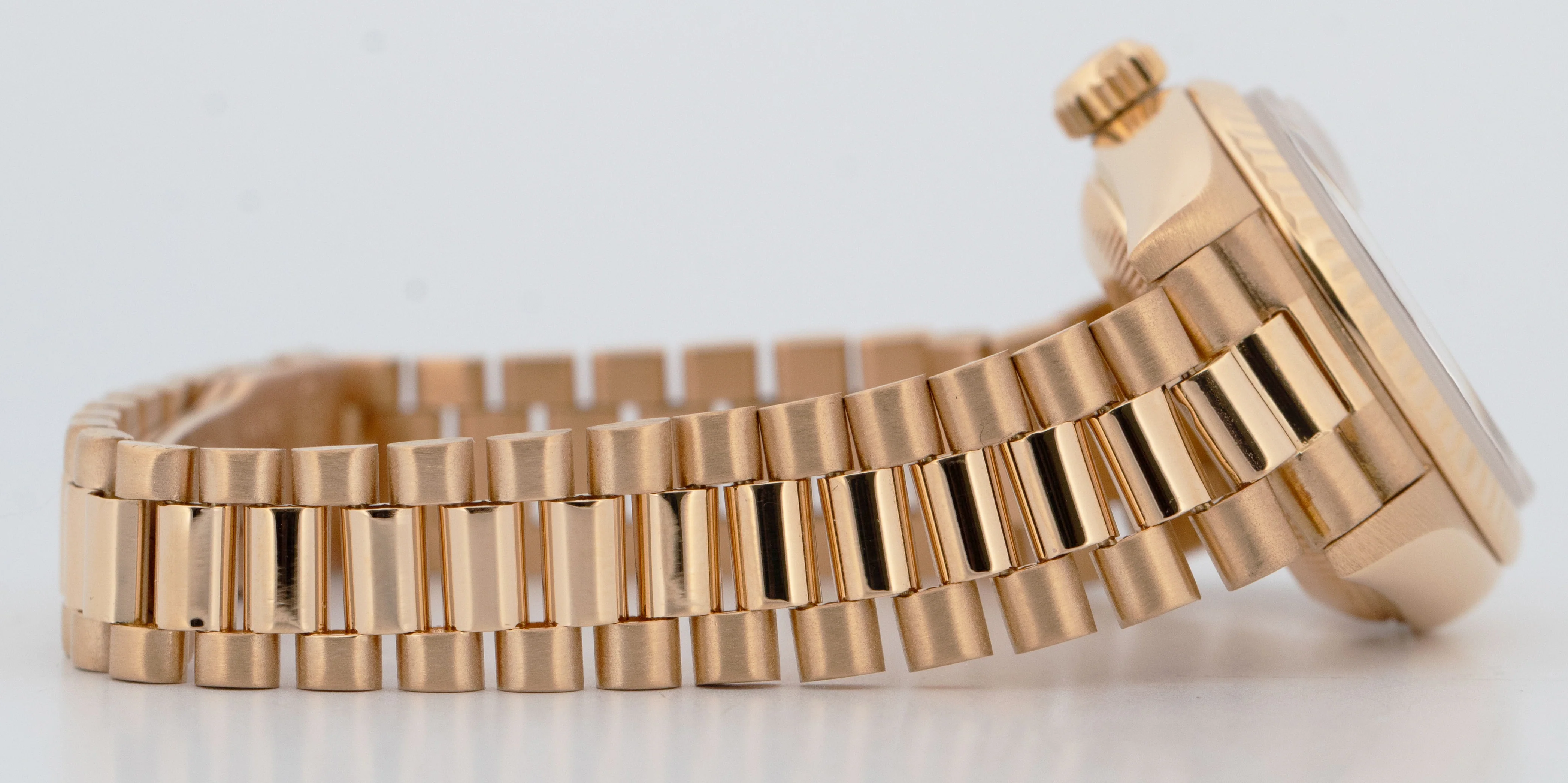 Ladies Rolex DateJust President 26mm CHAMPAGNE TAPESTRY 18K Fluted 69178 BOX - Image 7