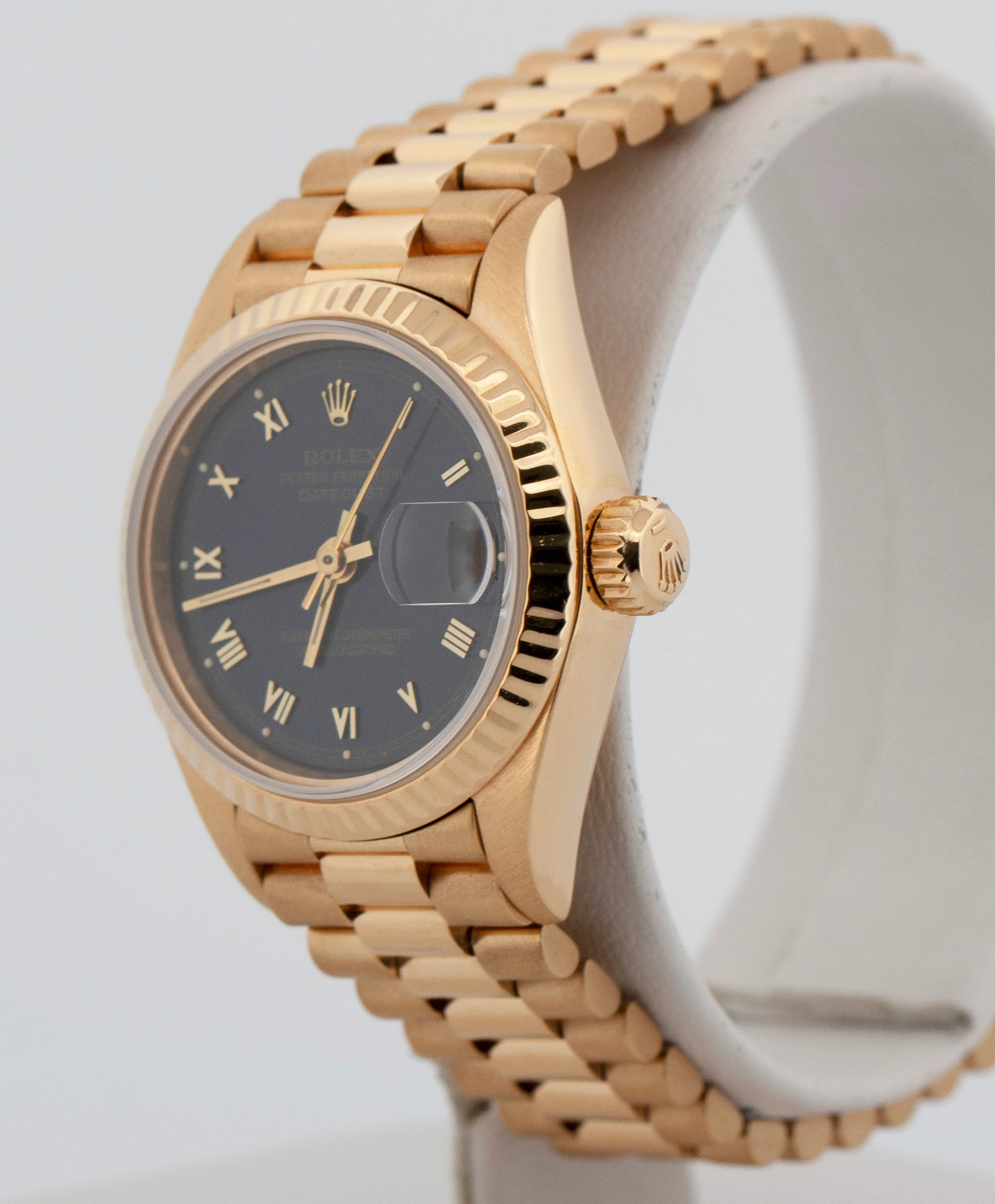 Ladies Rolex DateJust President BLUE ROMAN 18K Yellow Gold 26mm 69178 Watch - Image 3