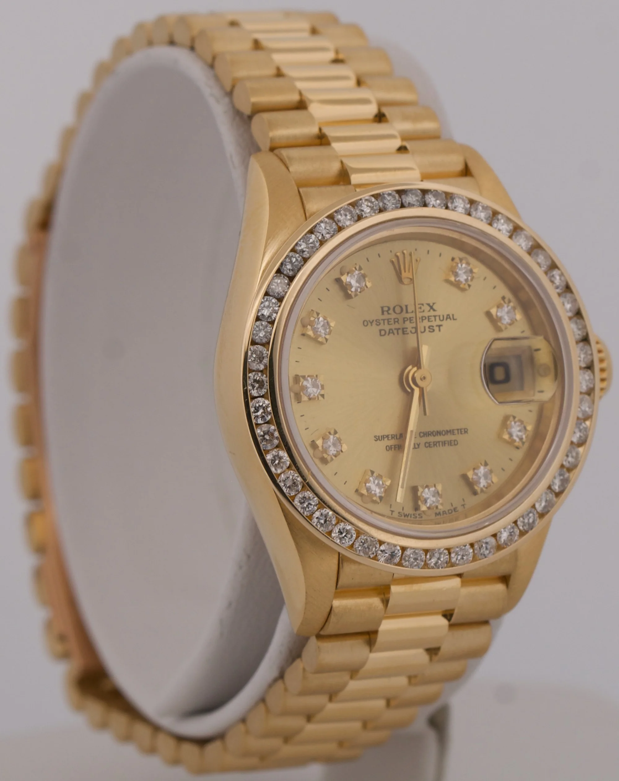 Ladies Rolex DateJust President CHAMPAGNE DIAMOND 18K Yellow Gold 26mm 69178 - Image 4