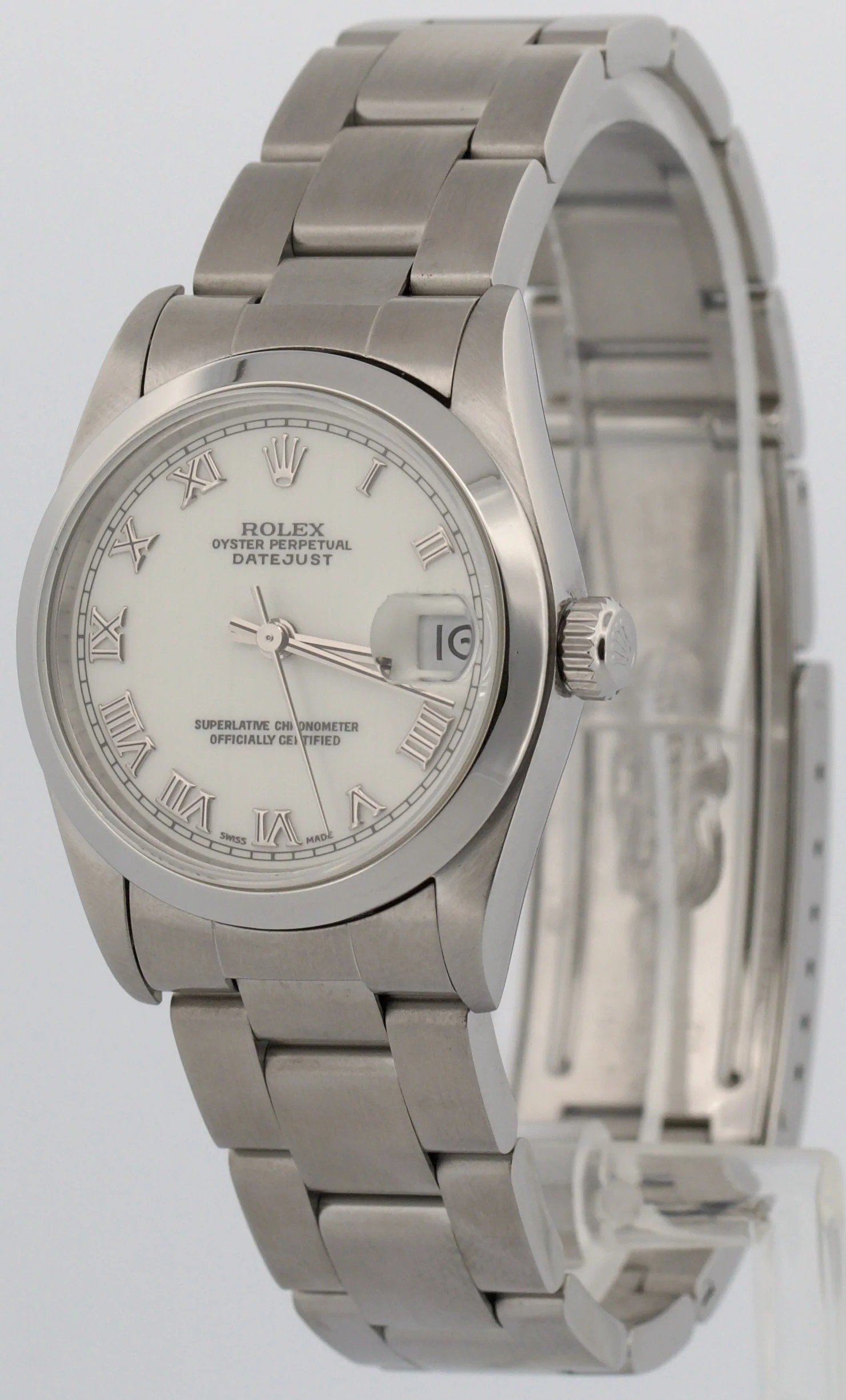 Ladies Rolex DateJust WHITE ROMAN 31mm Stainless Steel Oyster Smooth 78240 Watch - Image 4