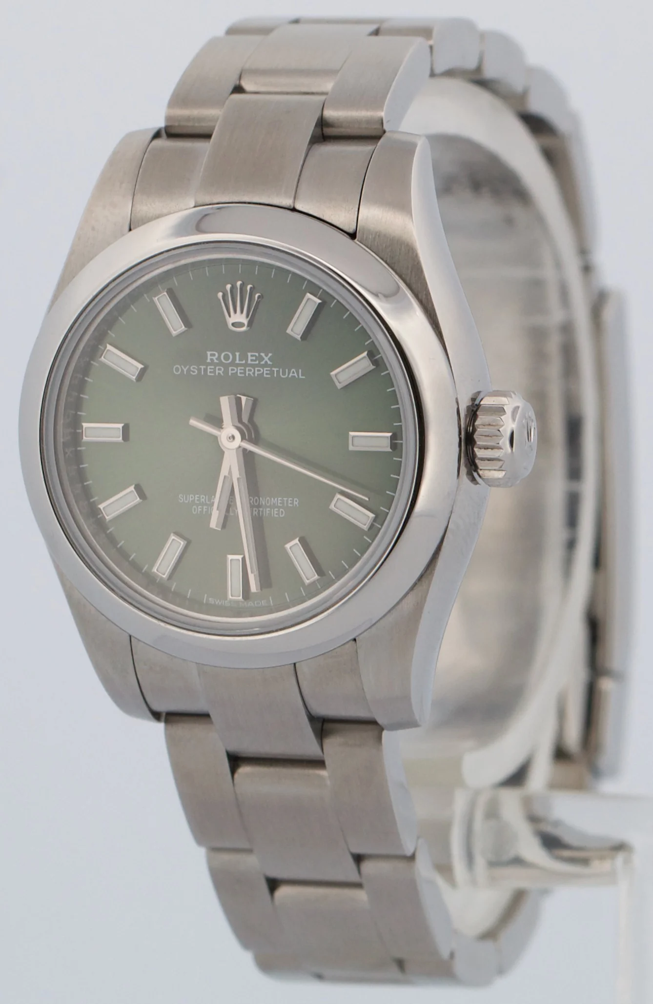 Ladies Rolex Oyster Perpetual OLIVE GREEN 26mm Stainless Steel Watch 176200 - Image 3