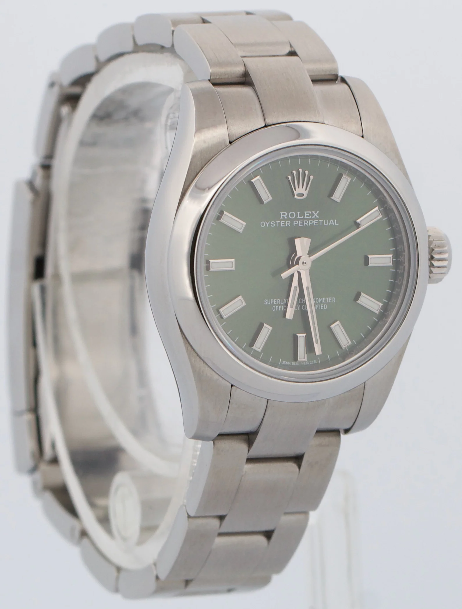 Ladies Rolex Oyster Perpetual OLIVE GREEN 26mm Stainless Steel Watch 176200 - Image 4