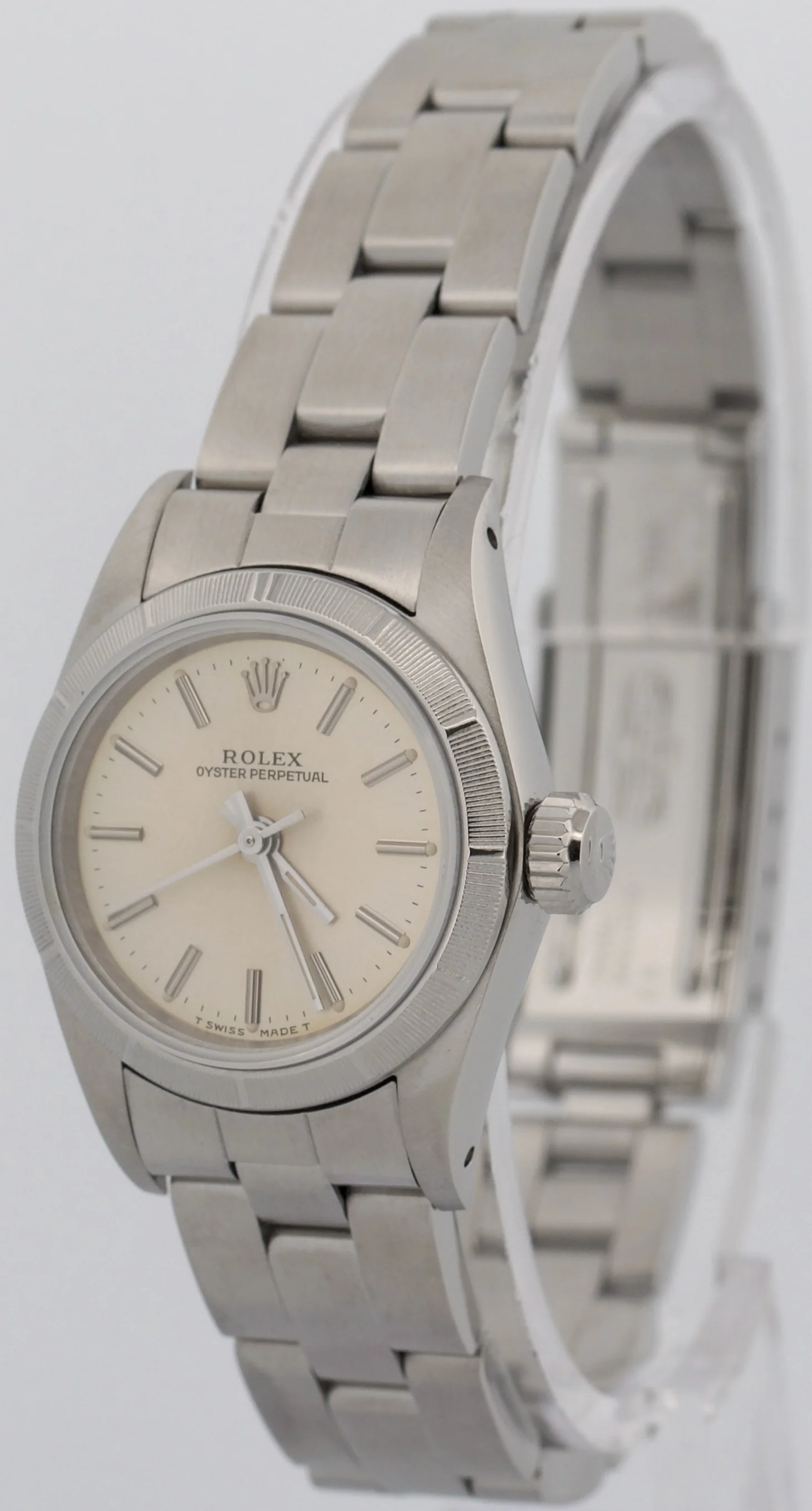 Ladies Rolex Oyster Perpetual PATINA SILVER Engine-Turned Steel 24mm Watch 67230 - Image 3