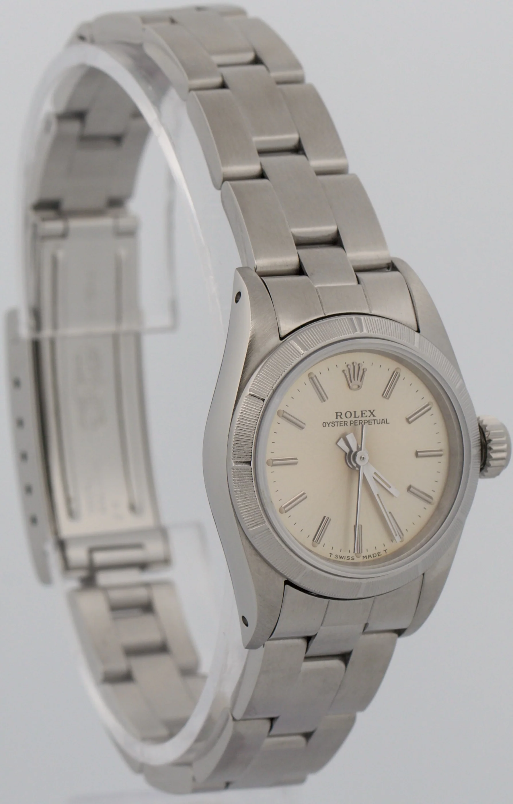 Ladies Rolex Oyster Perpetual PATINA SILVER Engine-Turned Steel 24mm Watch 67230 - Image 4