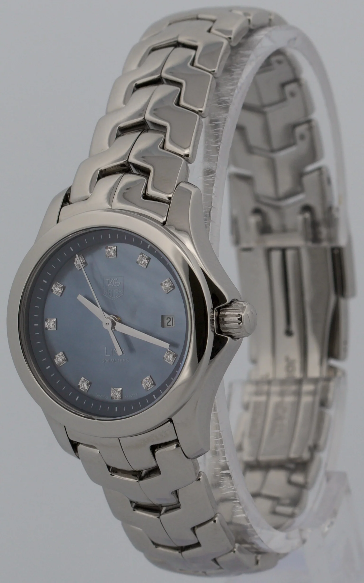 Ladies Tag Heuer Link BLUE MOP DIAMOND 27mm WJF131C.BA0572 Quartz Watch BOX - Image 3
