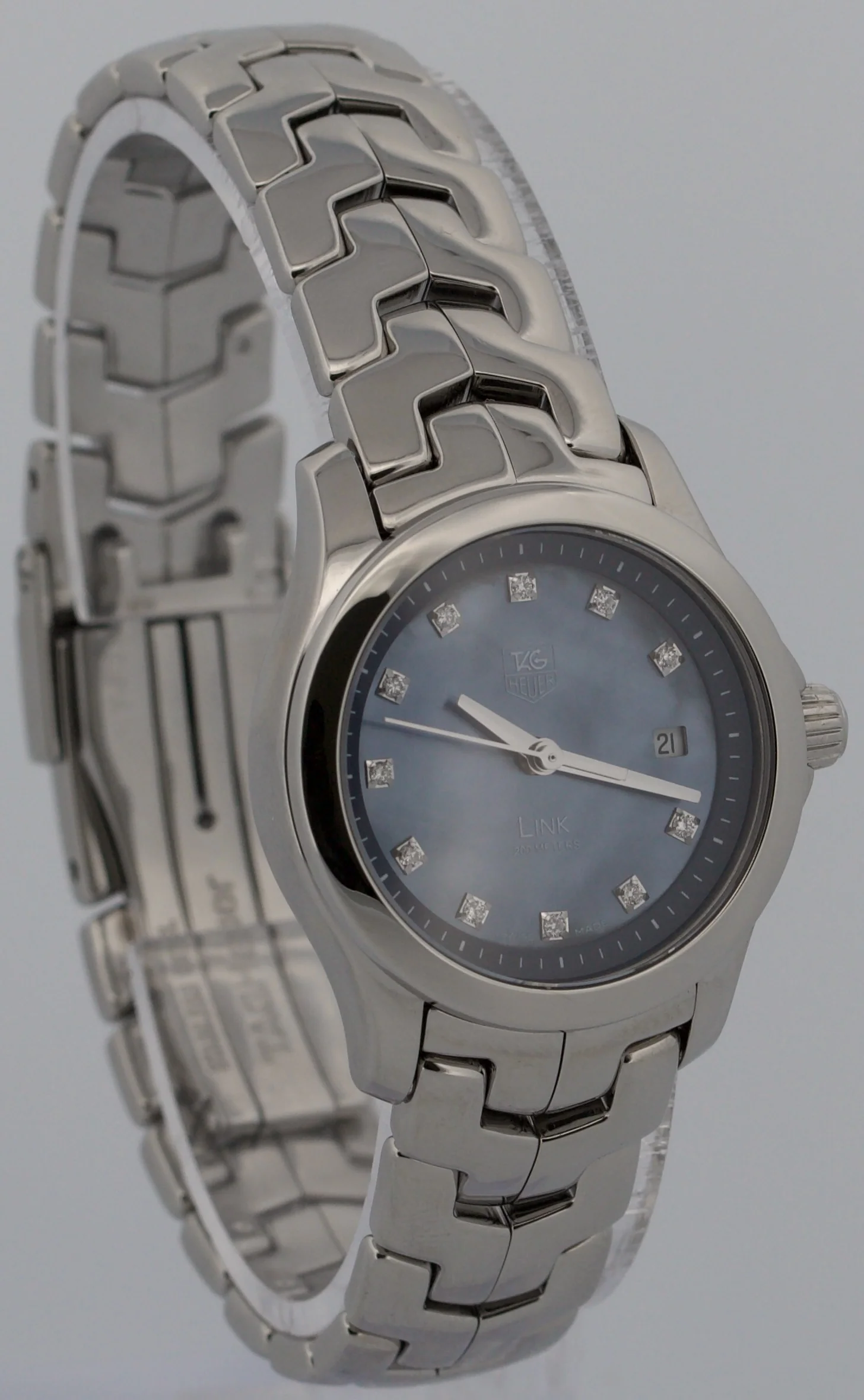 Ladies Tag Heuer Link BLUE MOP DIAMOND 27mm WJF131C.BA0572 Quartz Watch BOX - Image 4