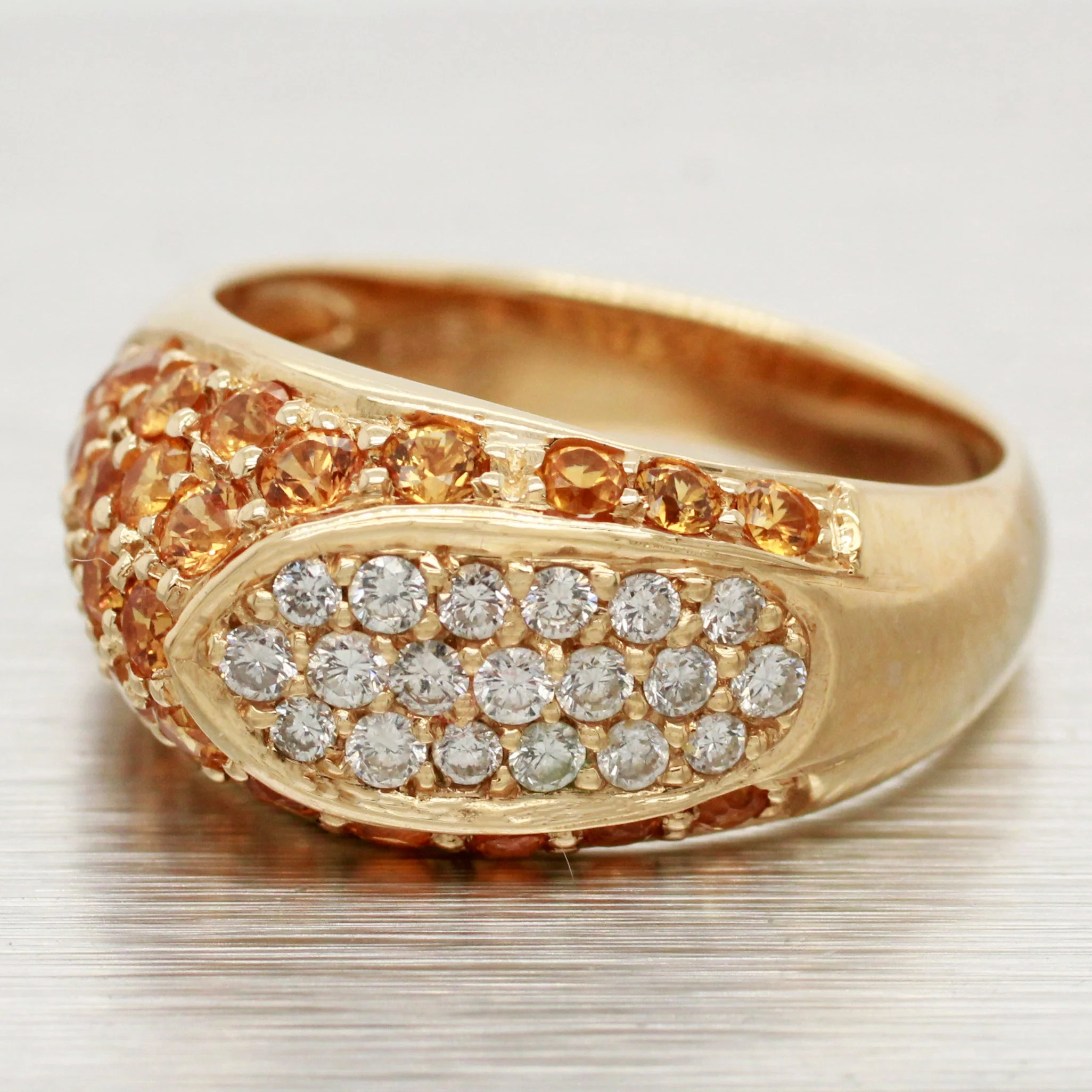 Le Vian Orange Sapphire & Diamond Asymmetrical Band - 14k Yellow Gold Ring