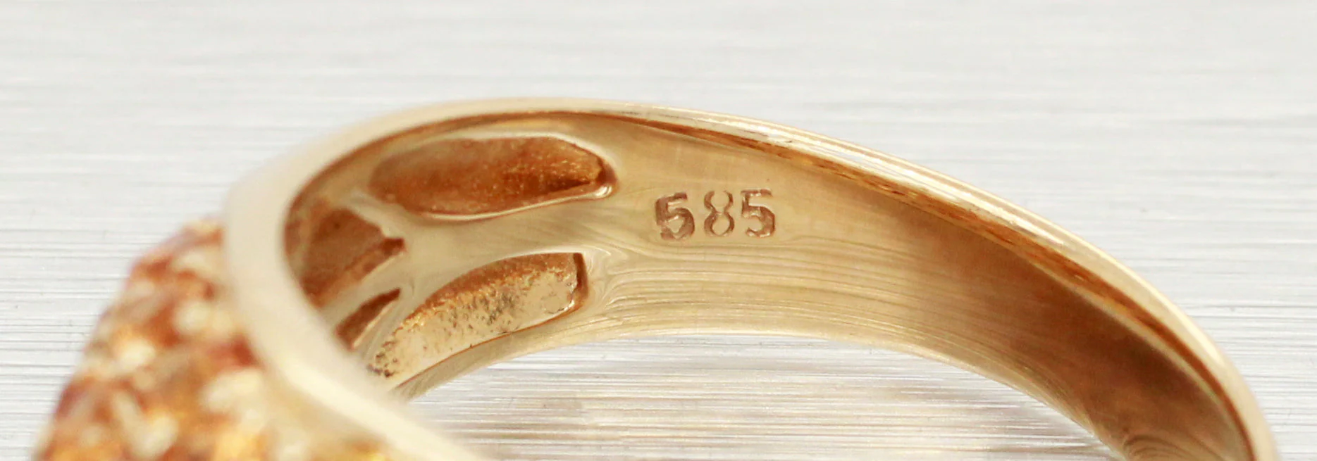 Le Vian Orange Sapphire & Diamond Asymmetrical Band - 14k Yellow Gold Ring - Image 2