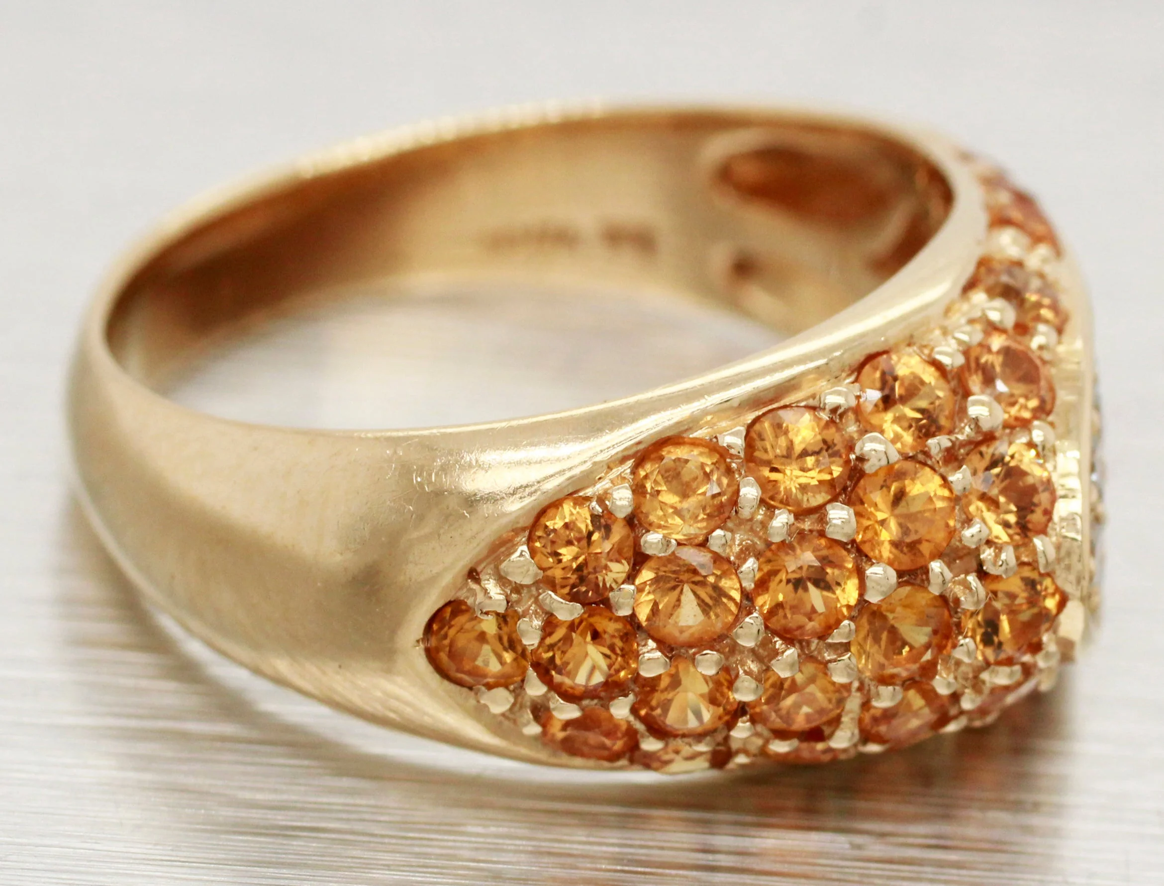 Le Vian Orange Sapphire & Diamond Asymmetrical Band - 14k Yellow Gold Ring - Image 5