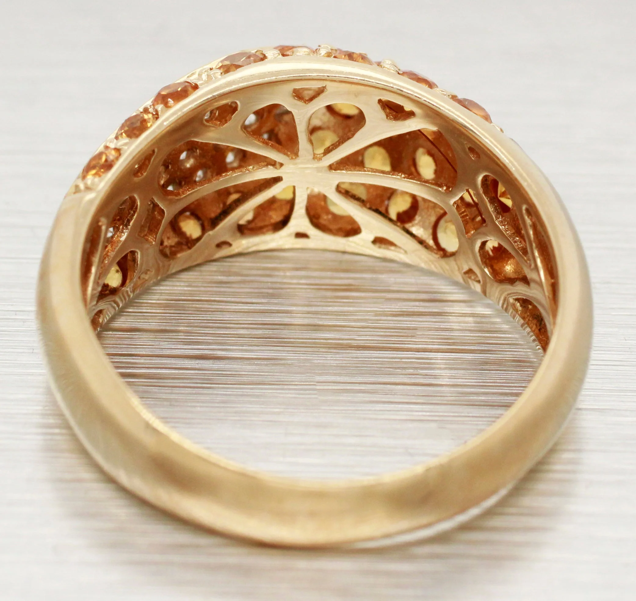 Le Vian Orange Sapphire & Diamond Asymmetrical Band - 14k Yellow Gold Ring - Image 6