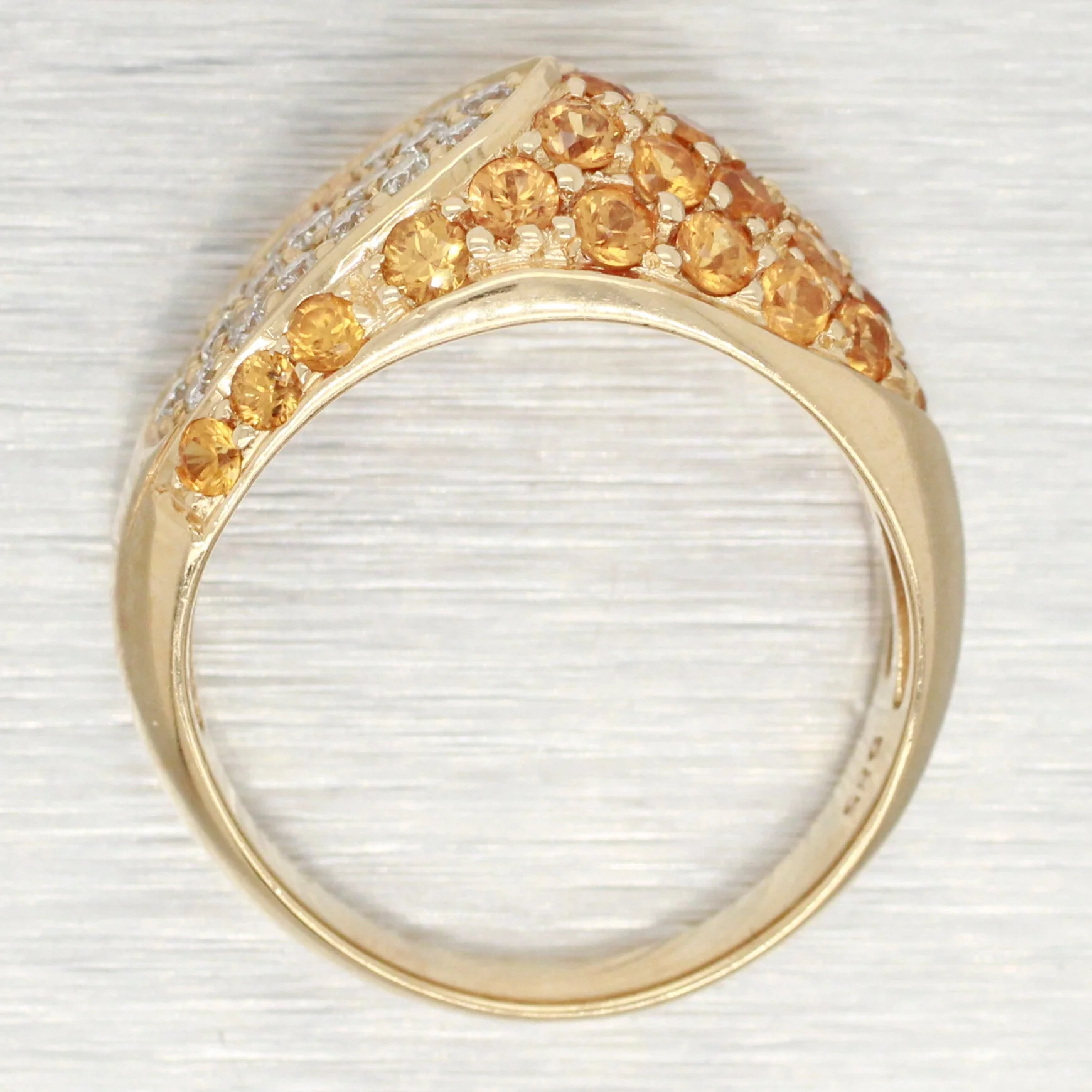 Le Vian Orange Sapphire & Diamond Asymmetrical Band - 14k Yellow Gold Ring - Image 8