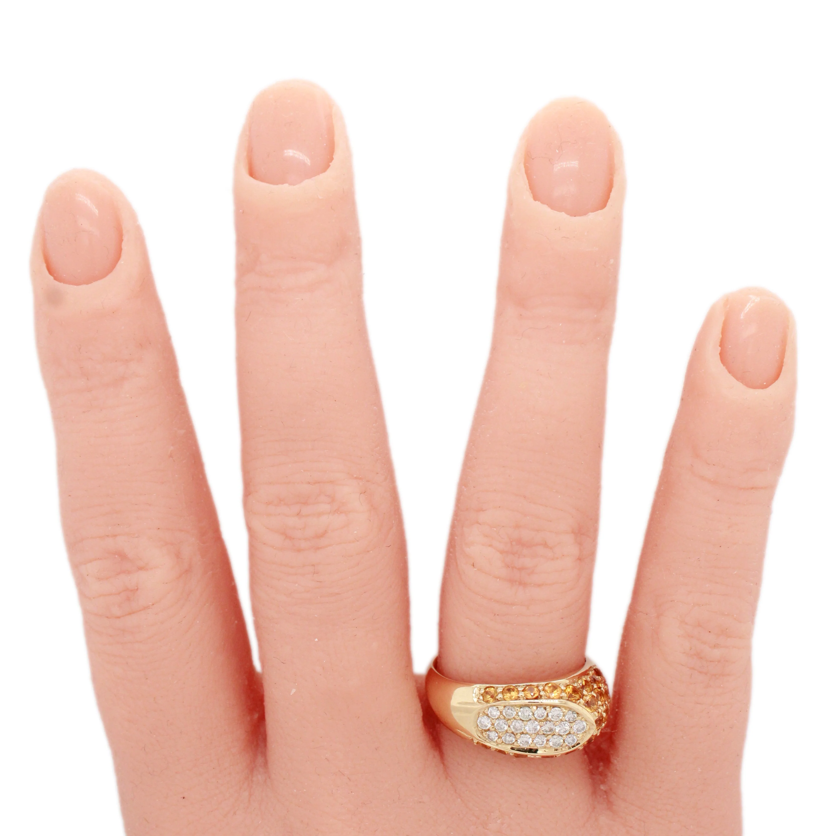 Le Vian Orange Sapphire & Diamond Asymmetrical Band - 14k Yellow Gold Ring - Image 9