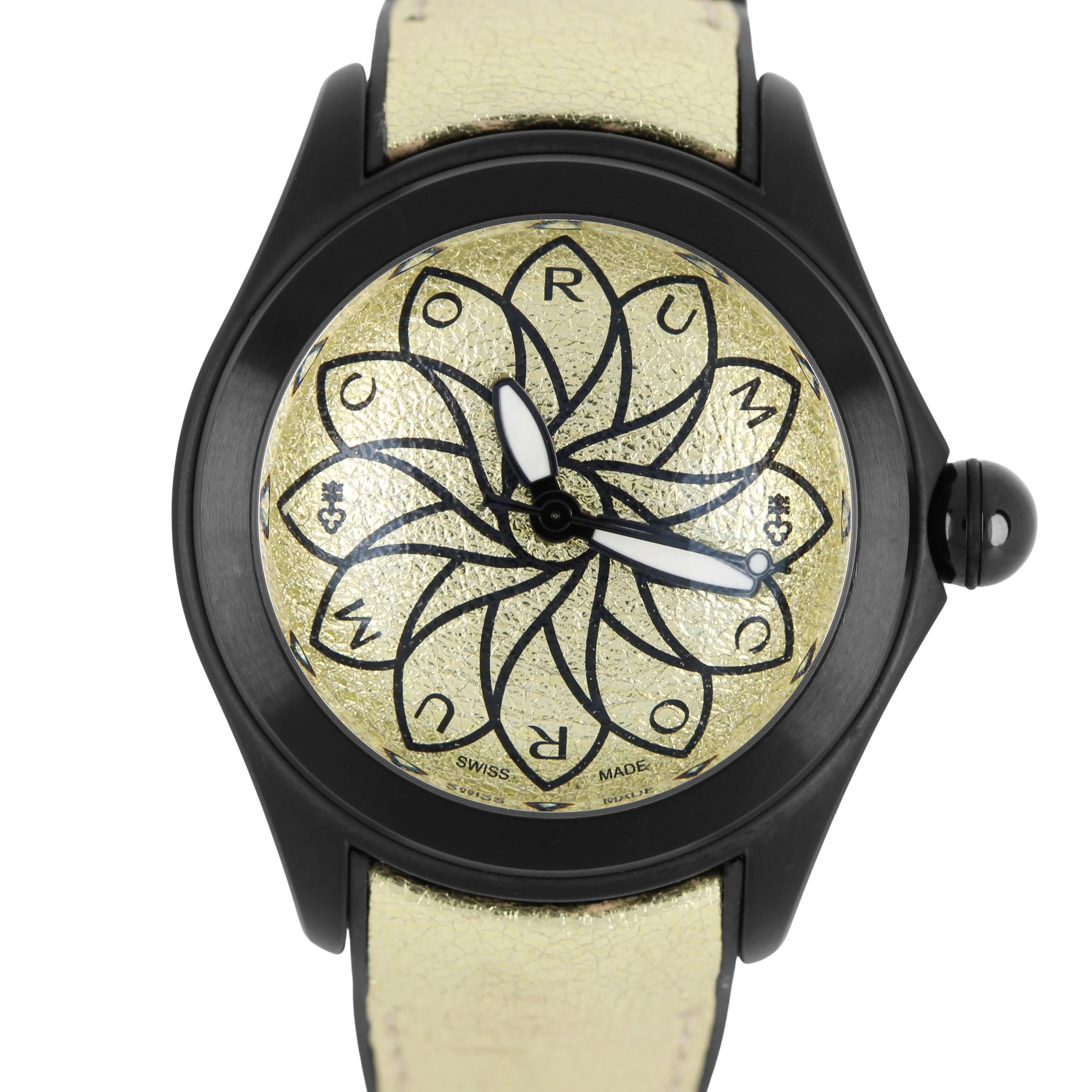 LIMITED EDITION Corum Bubble Art Black PVD Steel Gold Crackle 42mm 08.0010 Watch